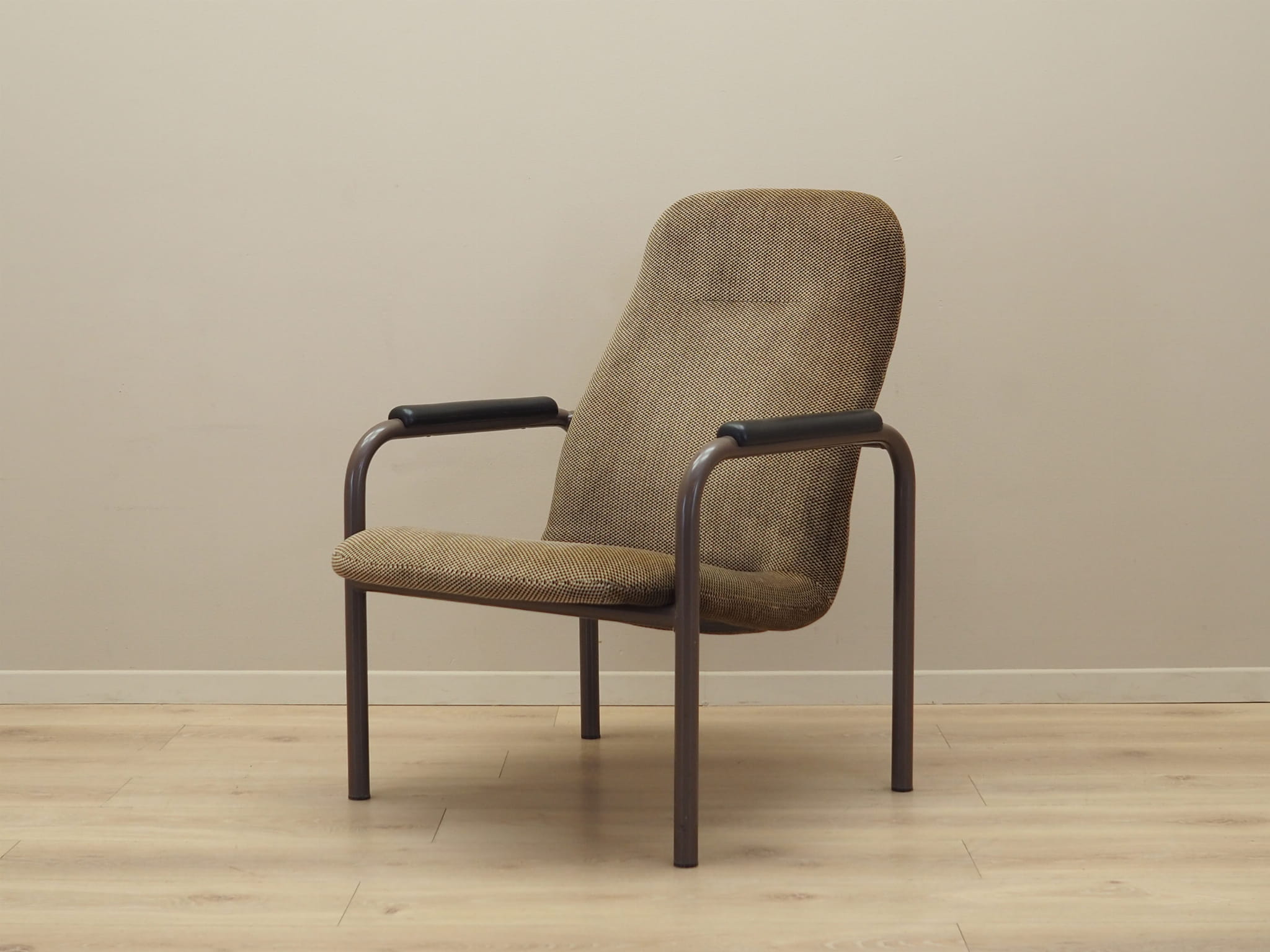 Vintage Sessel Textil Metall Braun 1960er Jahre