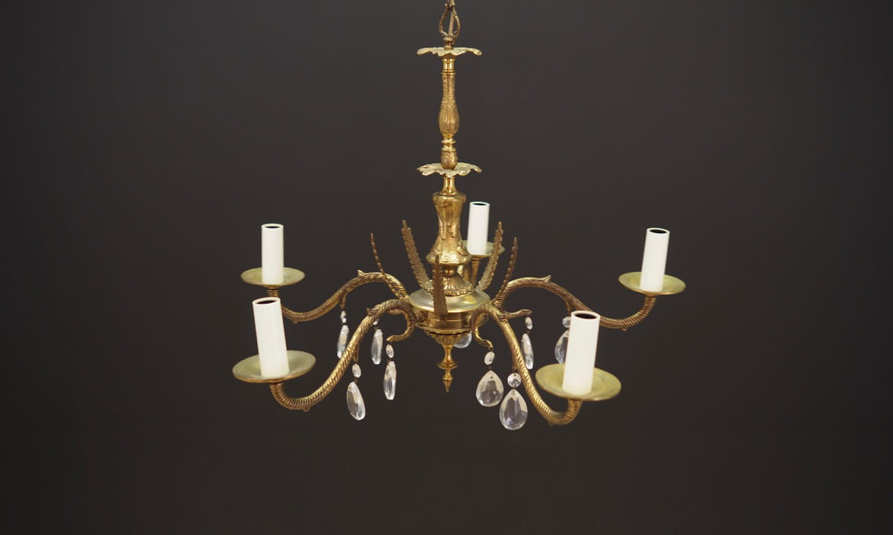 Vintage Chandelier Brass Gold 1960s