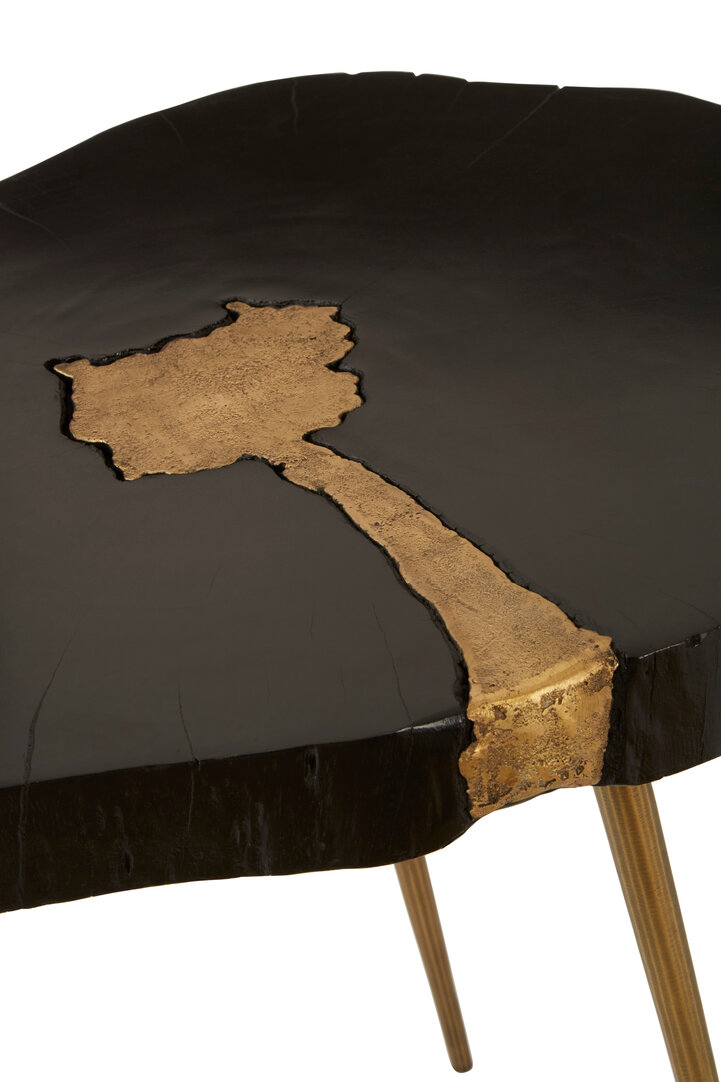 Asamra Side Table Acacia Wood Black Gold