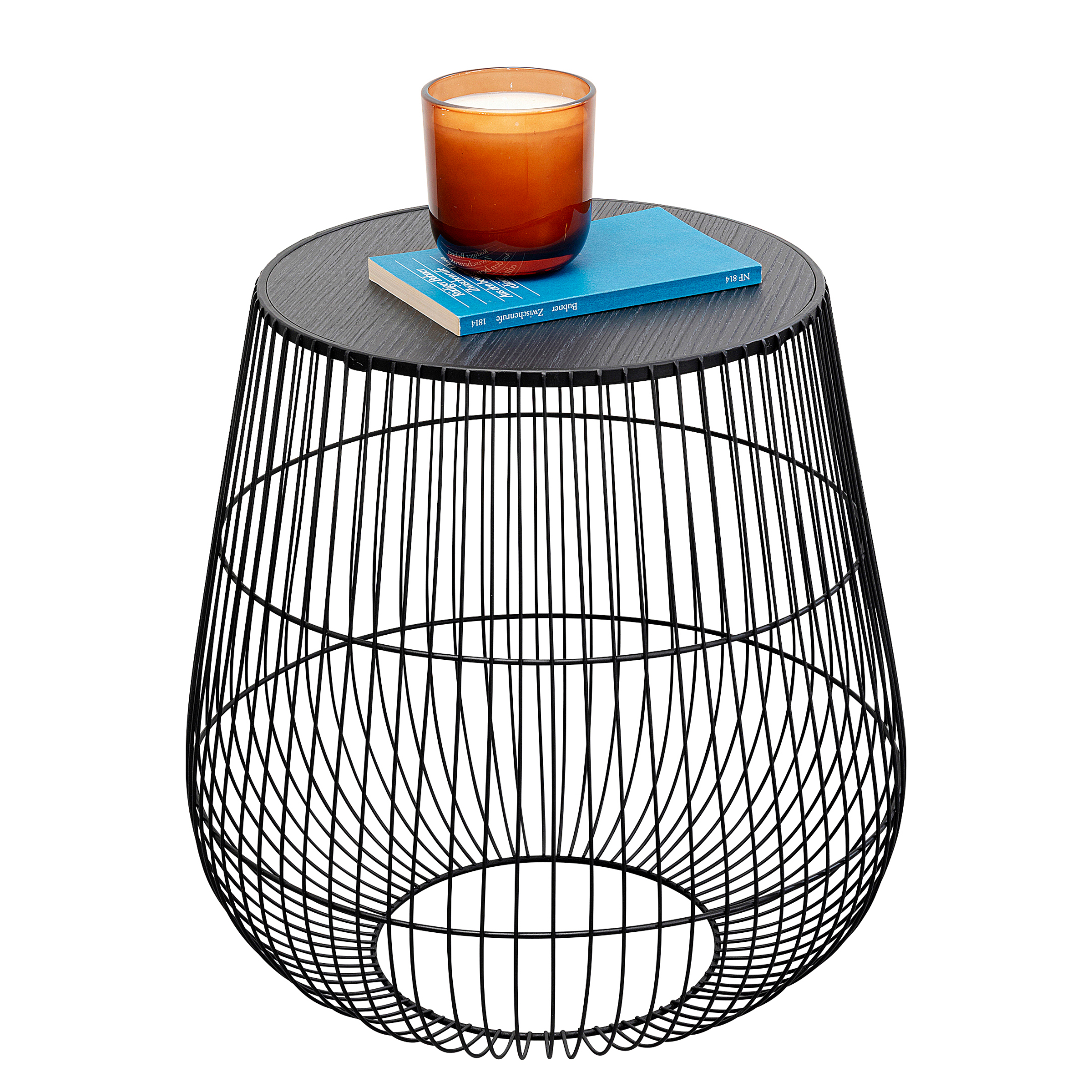 Beam Side Table Real Wood Veneer Metal Black