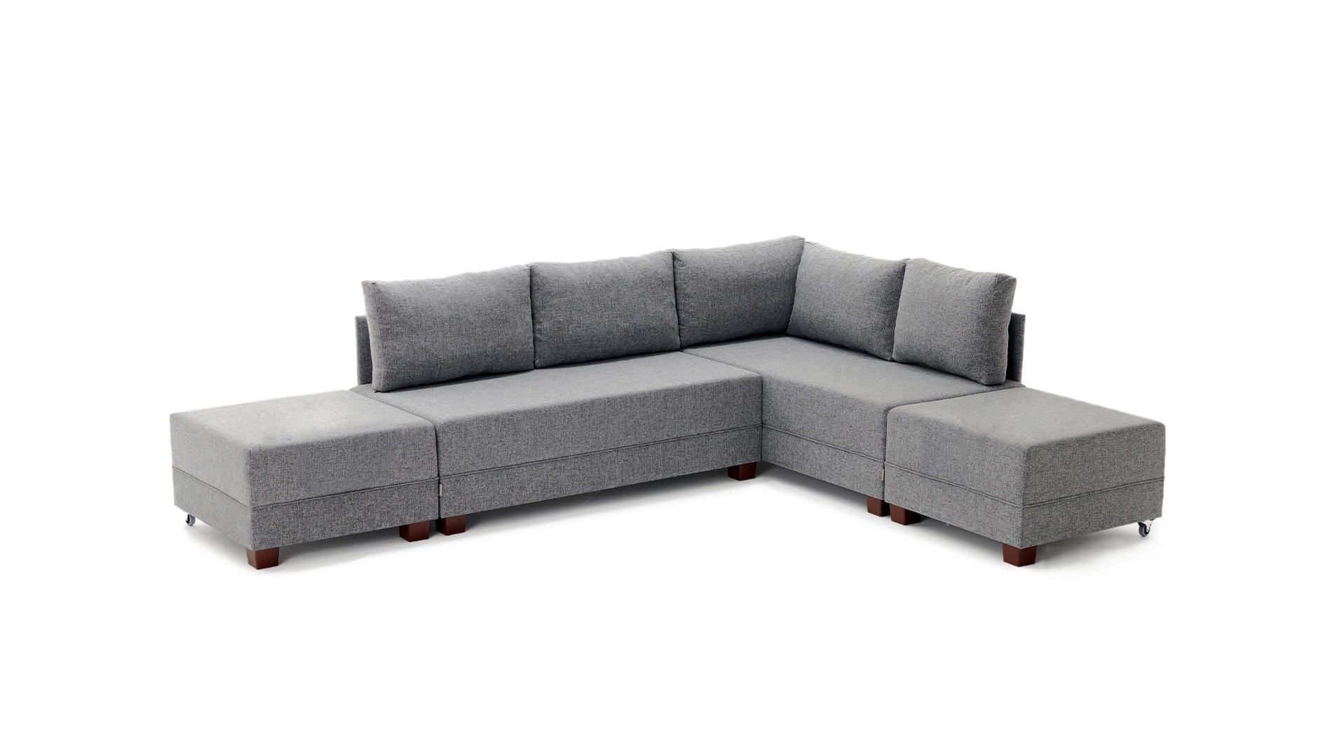 Schlafsofa Récamiere Rechts Polyester Holz Grau