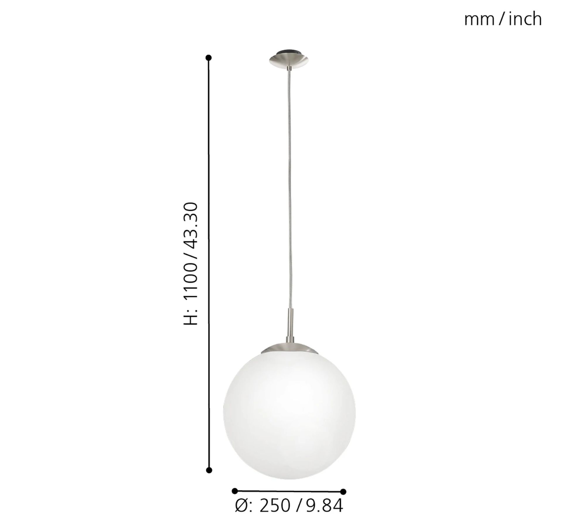 Pendant lamp opal glass matte white