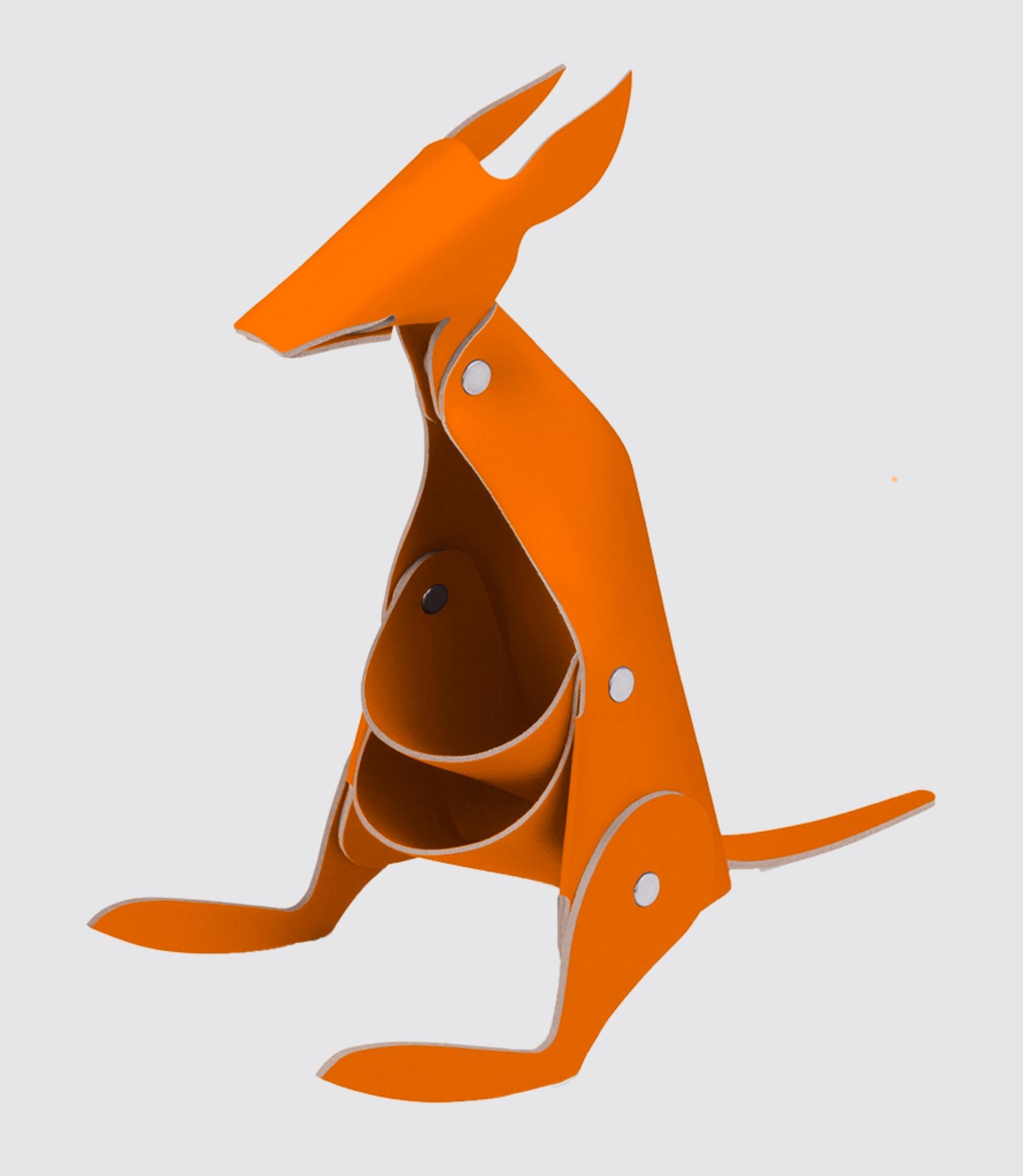 Känguru Schreibtischhelfer aus Recyceltem Leder Orange 