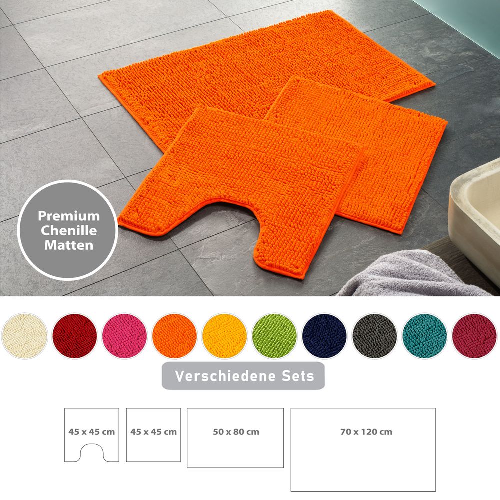 2x Microfaser Badematte Orange Öko-Tex Standard 100