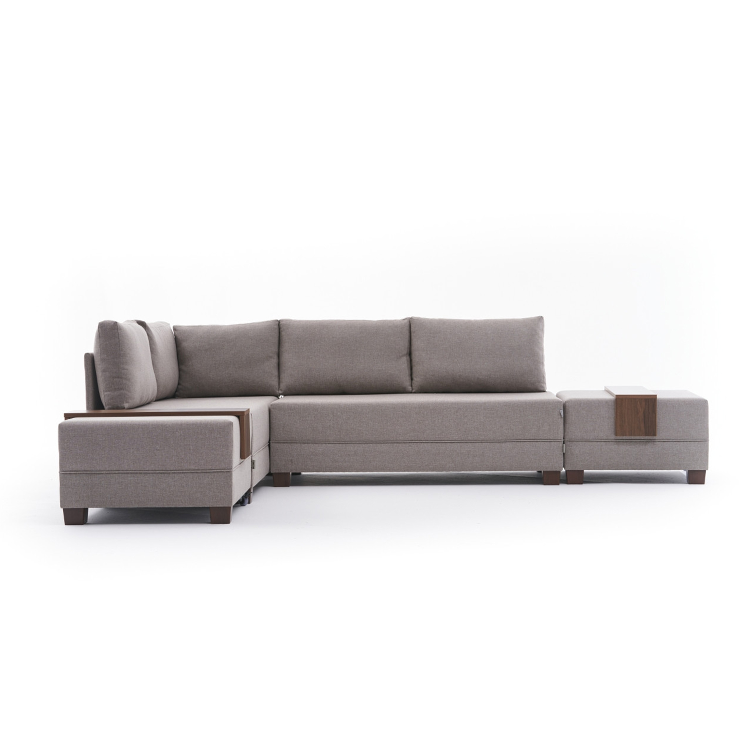 Fly Ecksofa Links mit 2 Hockern Creme