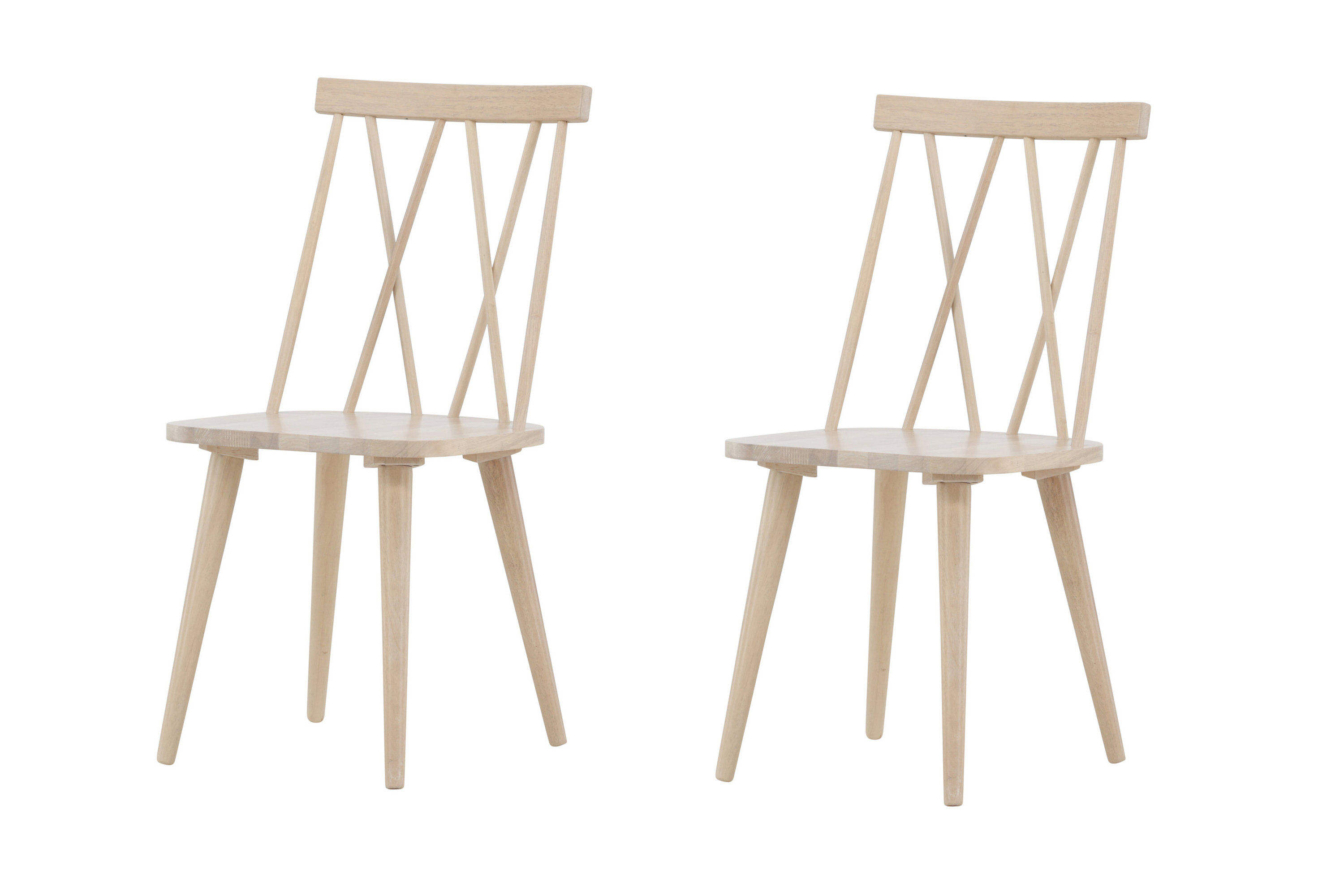 2x Mariette Esszimmerstuhl- Set Kautschukbaum-Massivholz