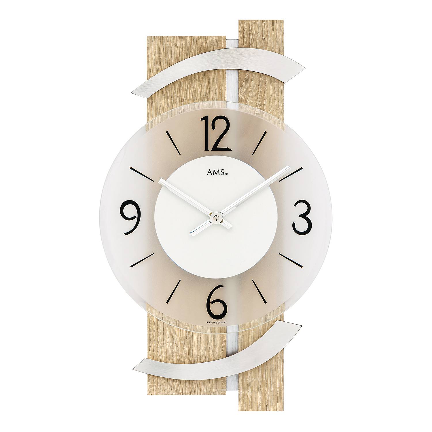 Wanduhr Areado Quarz Braun / Silber