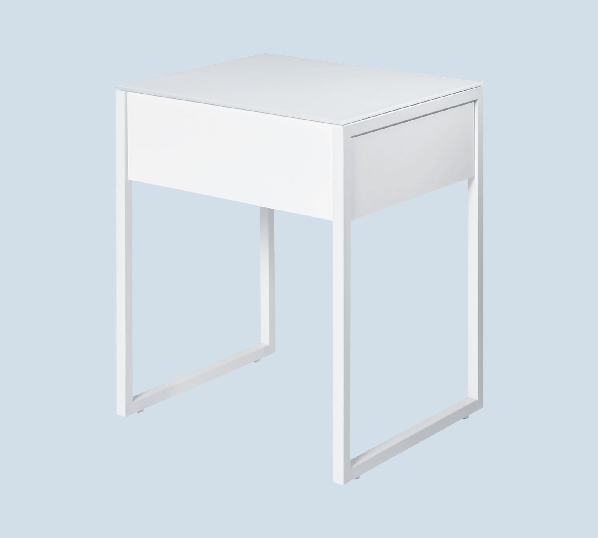 Minimalistischer Beistelltisch Glas Metall Weiß