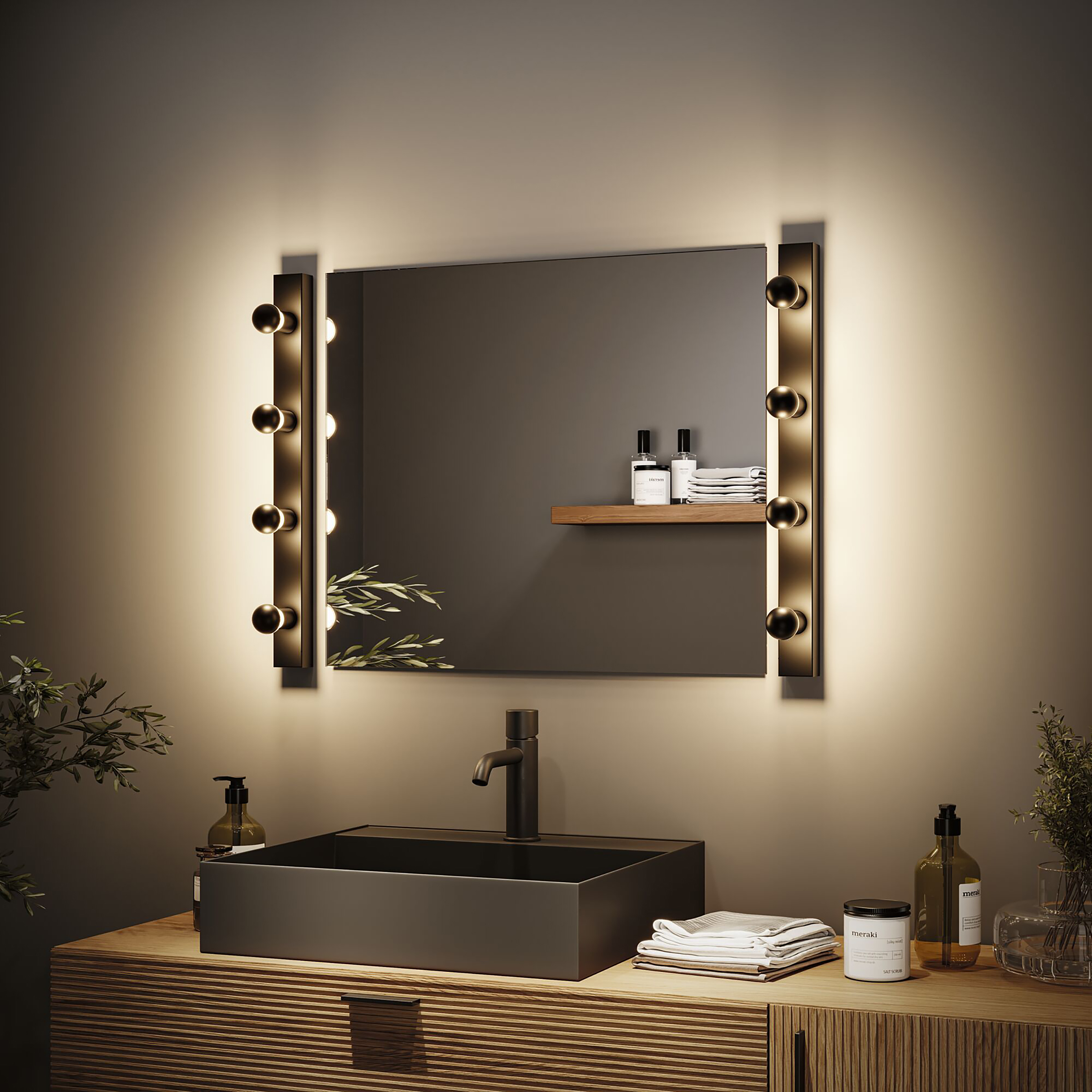 4-Flammig Regula II Typ A Wandleuchte Aluminium Schwarz