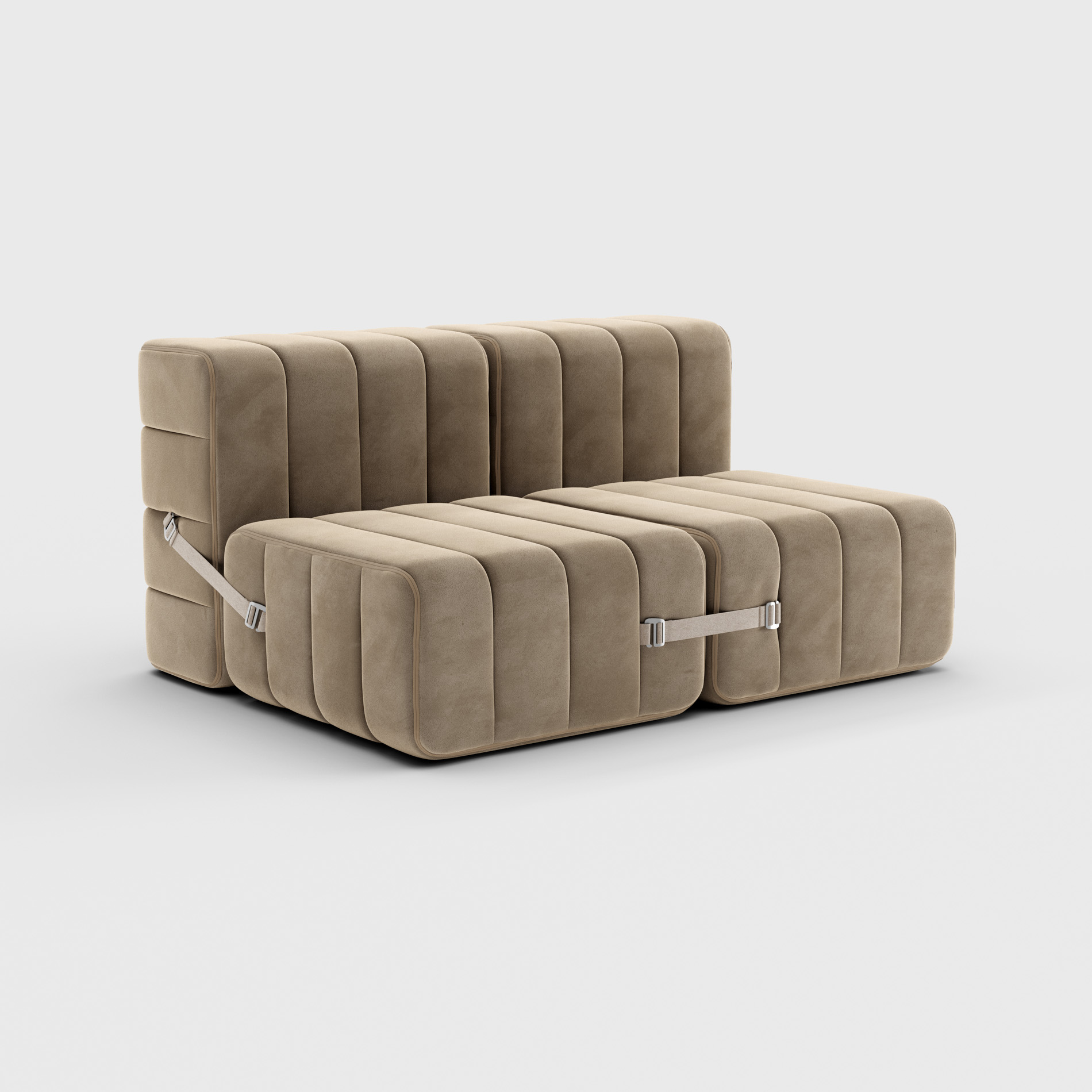 Curt 4 Modular Sofa-Set 2-Sitzer Braun 2x Curt-Kissen 60x30