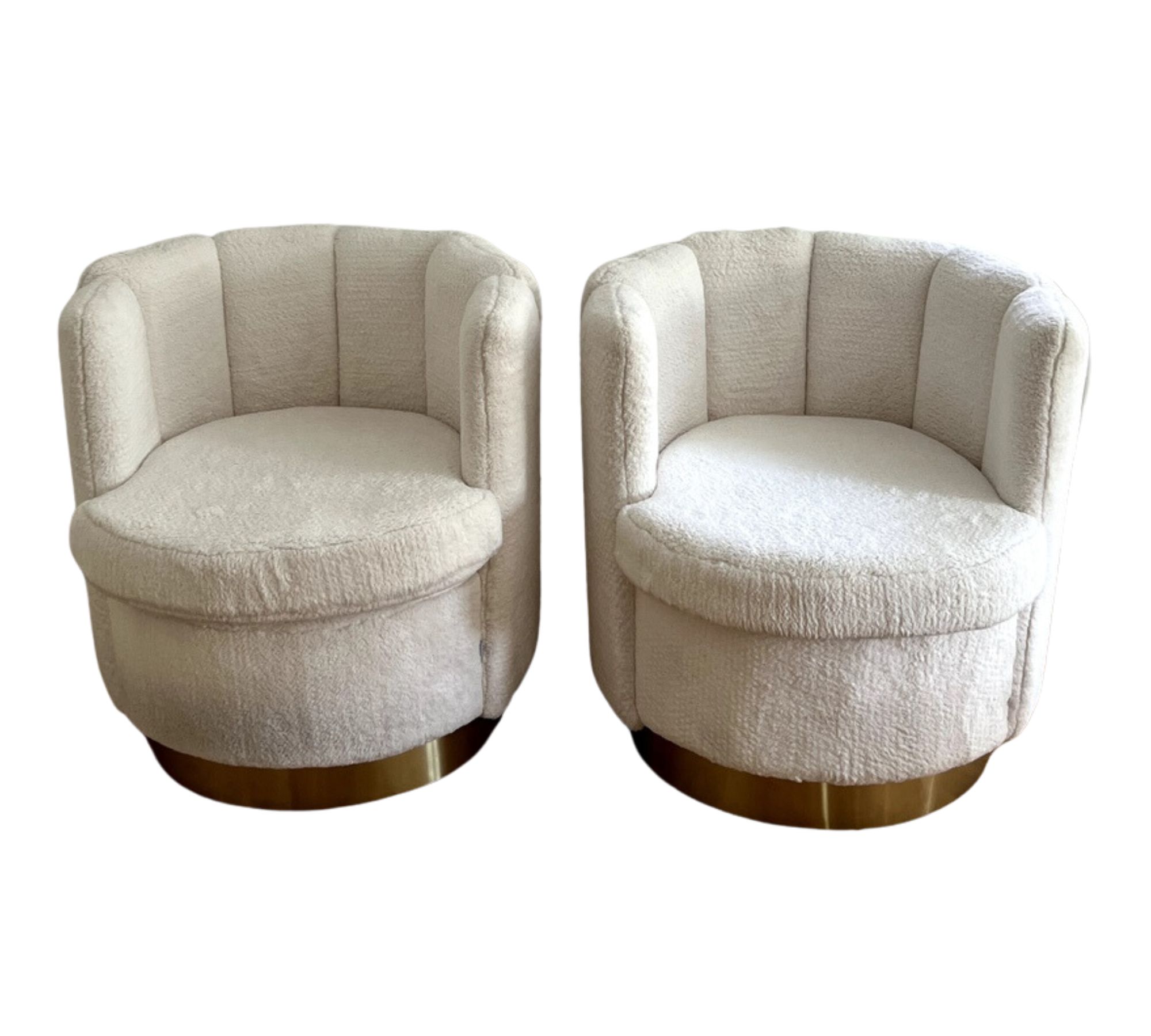 2x Armchair Fabric Metal Cream