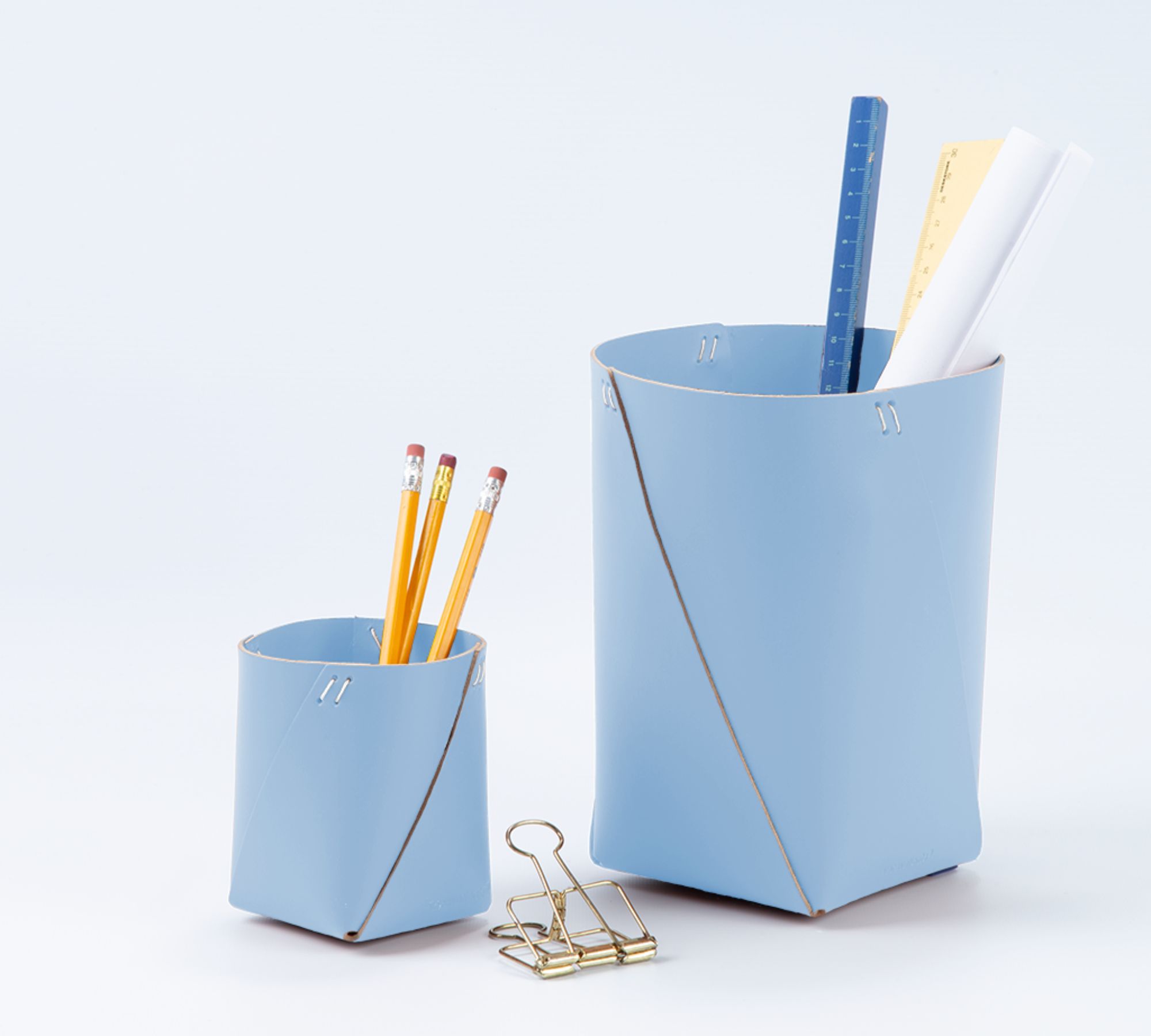 Stiftehalter 100% Recyceltes Leder Blau