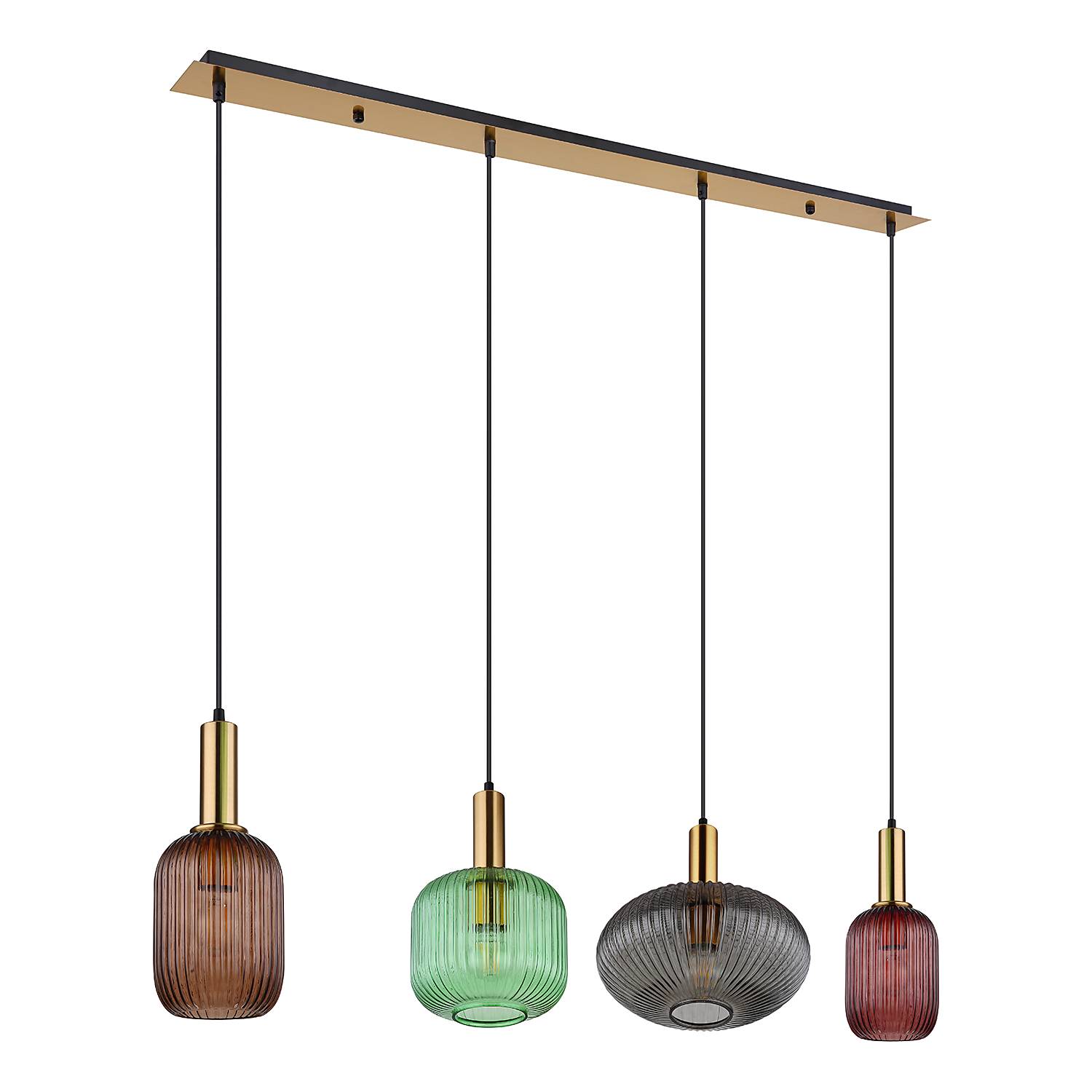 Normy Pendelleuchte 4-Flammig Eisen Farbglas Bunt 