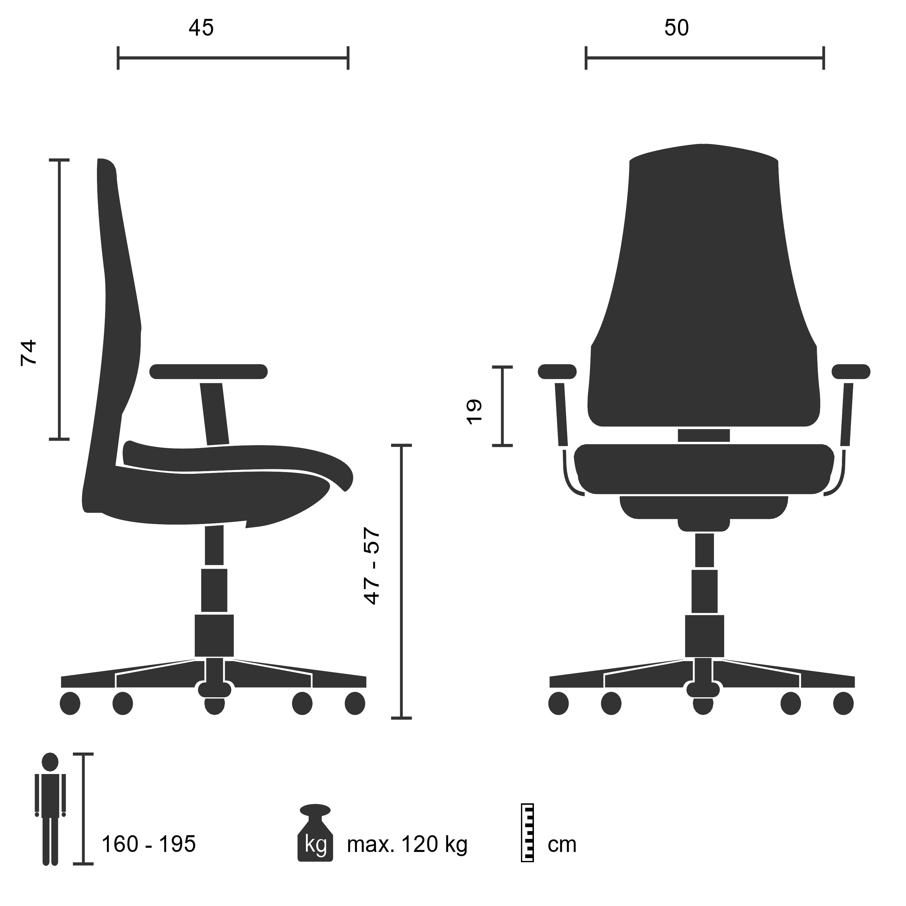 ATMOS Bürostuhl Drehbar mit Rollen Kunstleder Grau/Beige