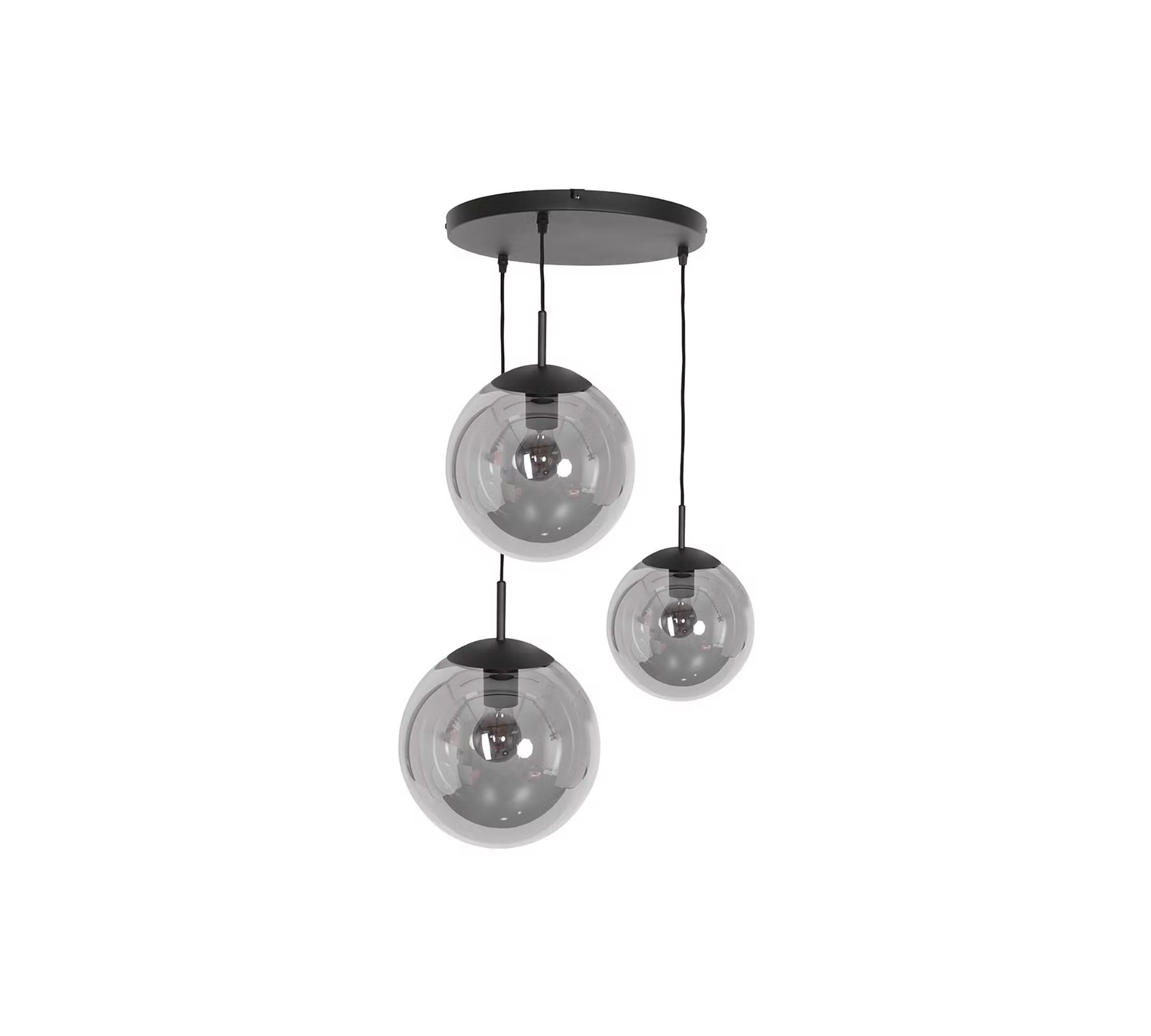 Bollique Pendant Lamp 3-light Iron Glass Black