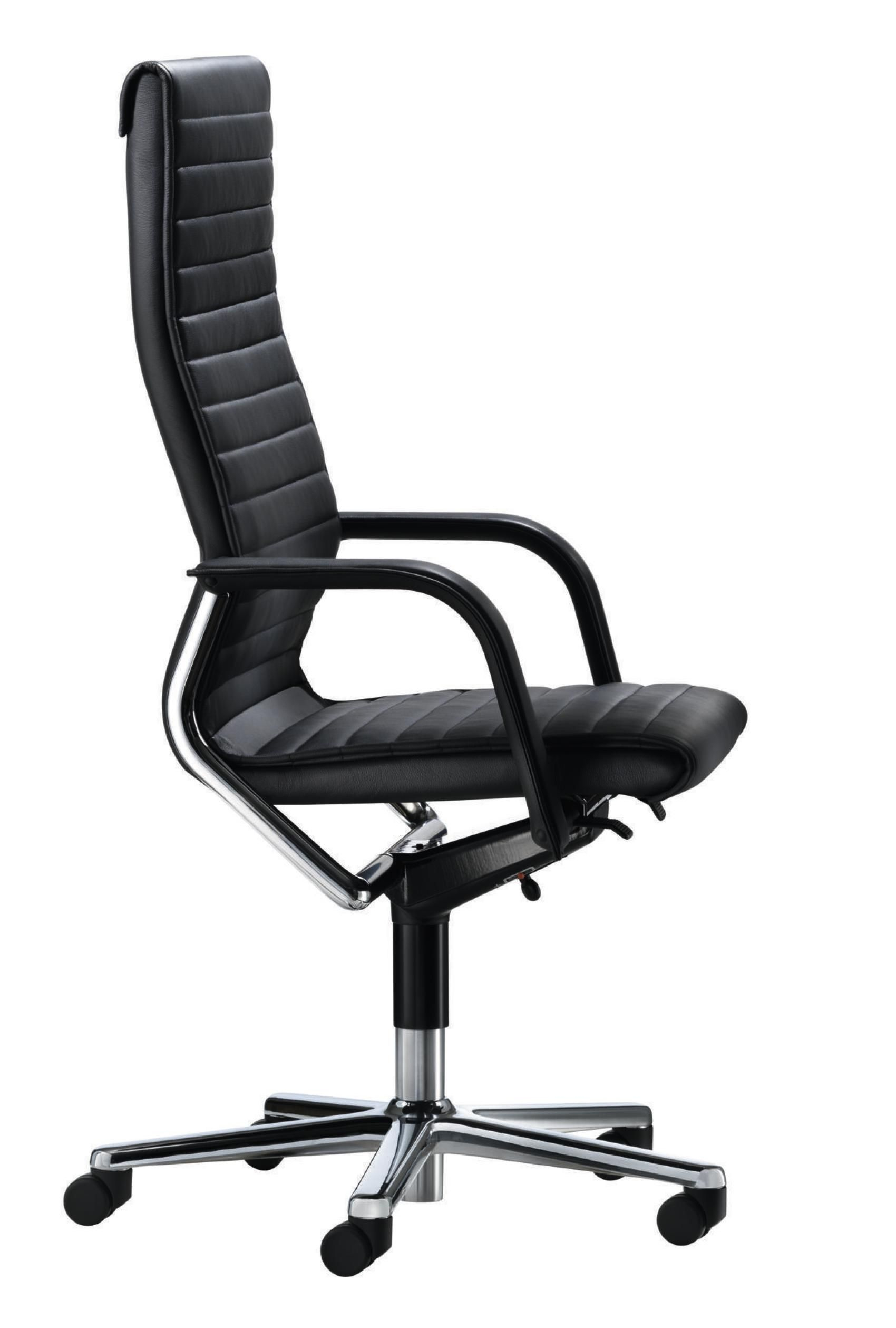 FS Management Drehstuhl Leder Chrom Schwarz