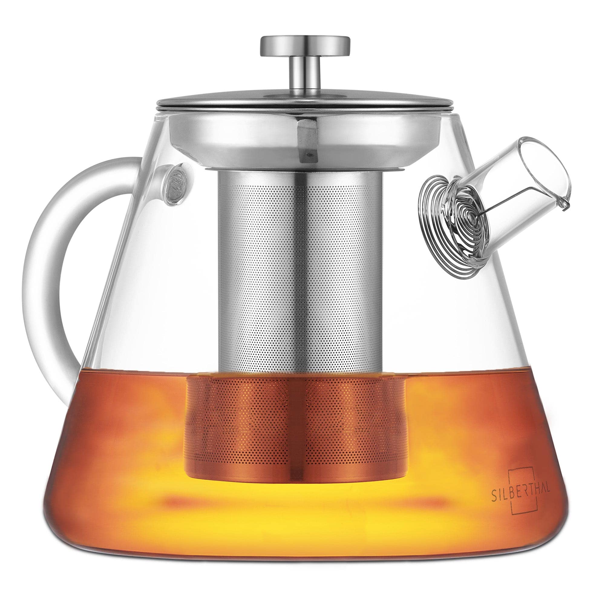 Teekanne Glas Edelstahl Transparent 1,5 Liter