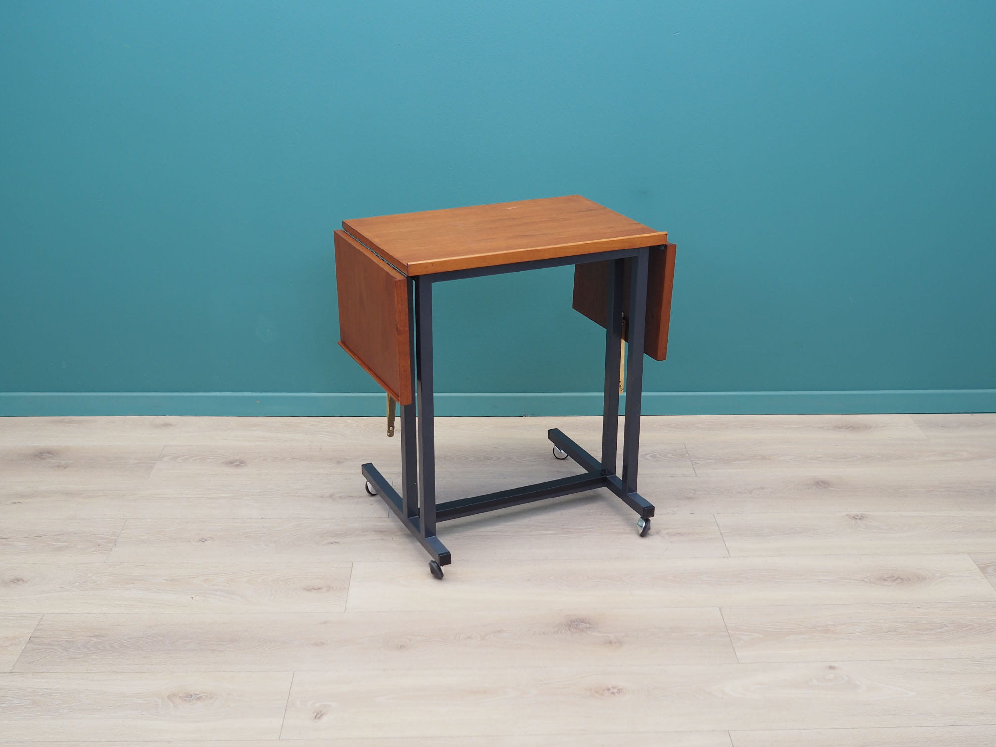 Vintage Table Wood Metal Brown 1970s