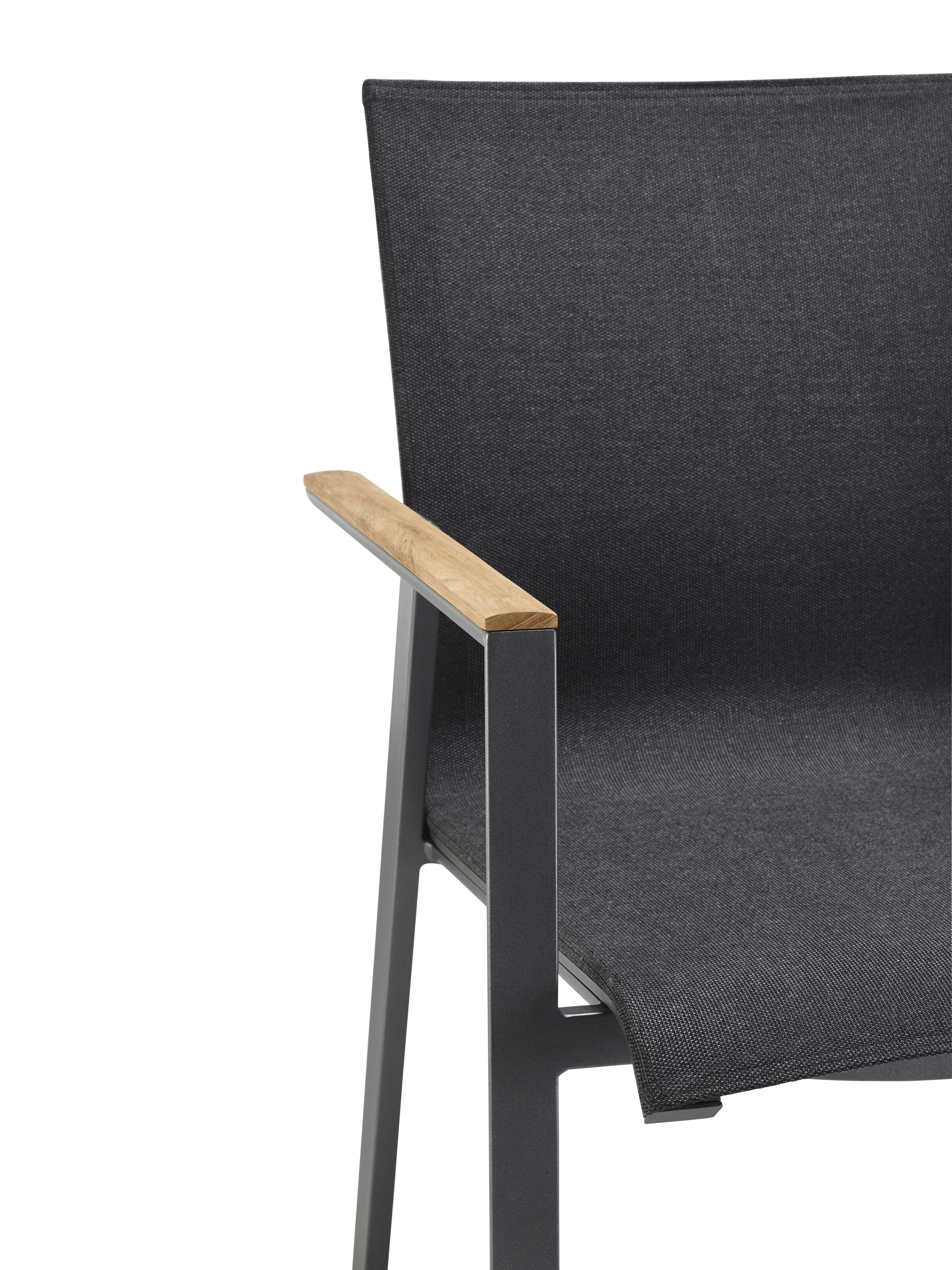 Soul Stuhl Stapelbar Aluminium mit Teak-Armlehne Anthrazit