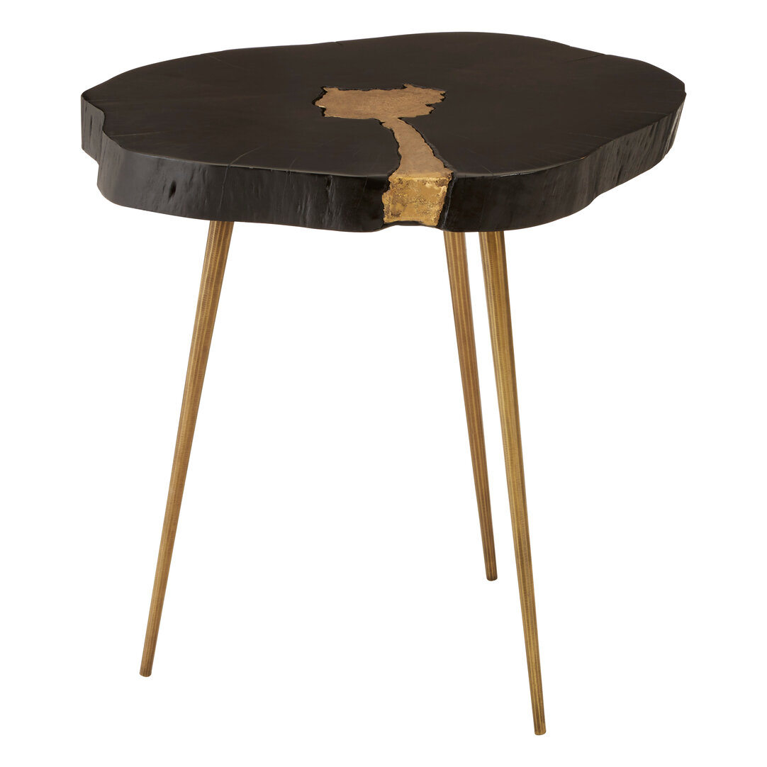 Asamra Side Table Acacia Wood Black Gold