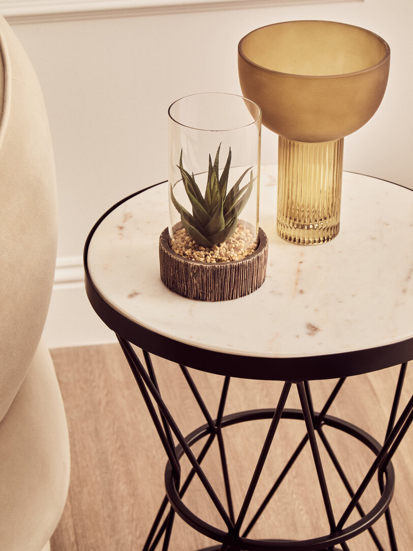 Shalimar Round Side Table Marble Metal