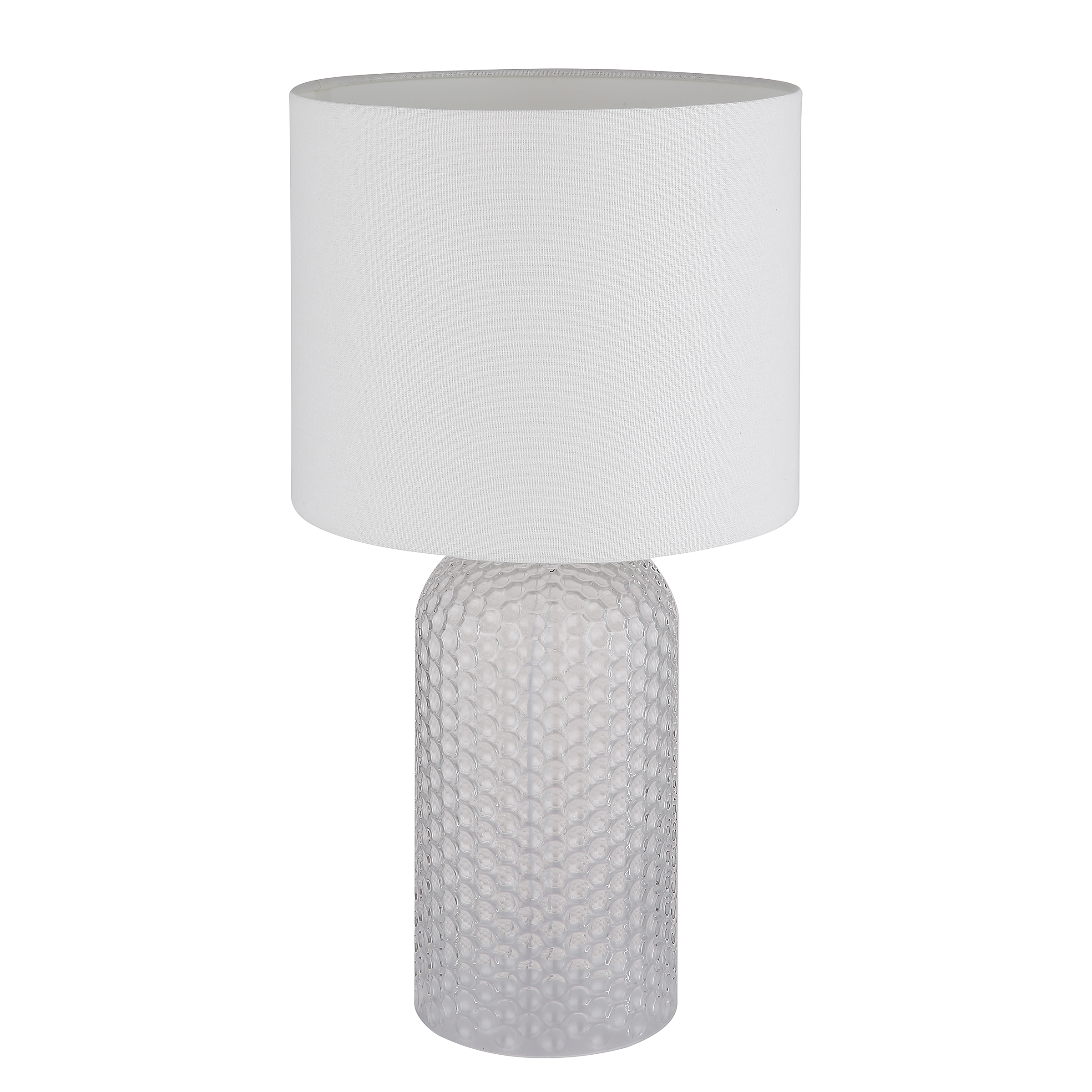 1-Light Sofia Table Lamp Textured Fabric Colored Glass White