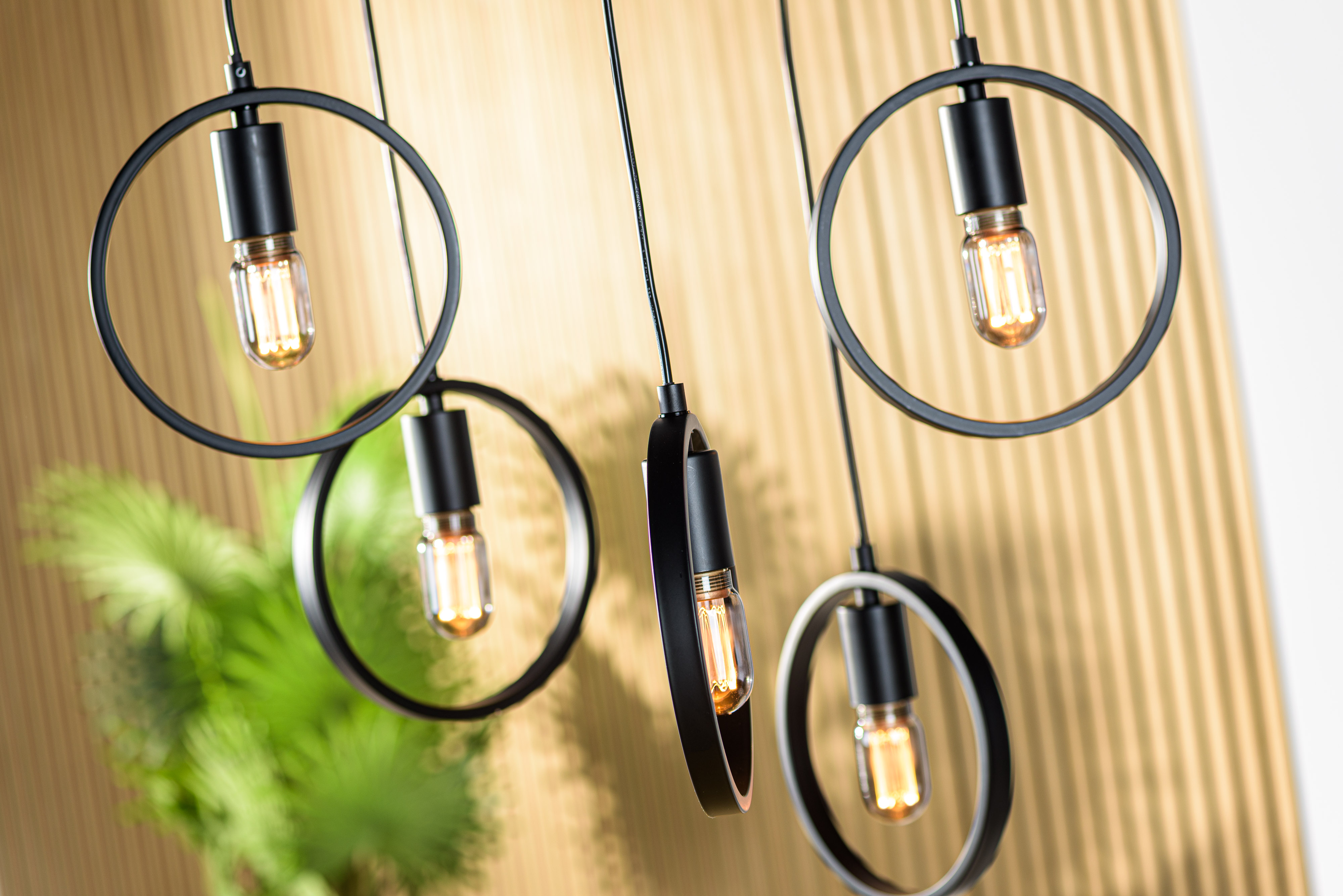 Pendant lamp 5-flame Metal Black