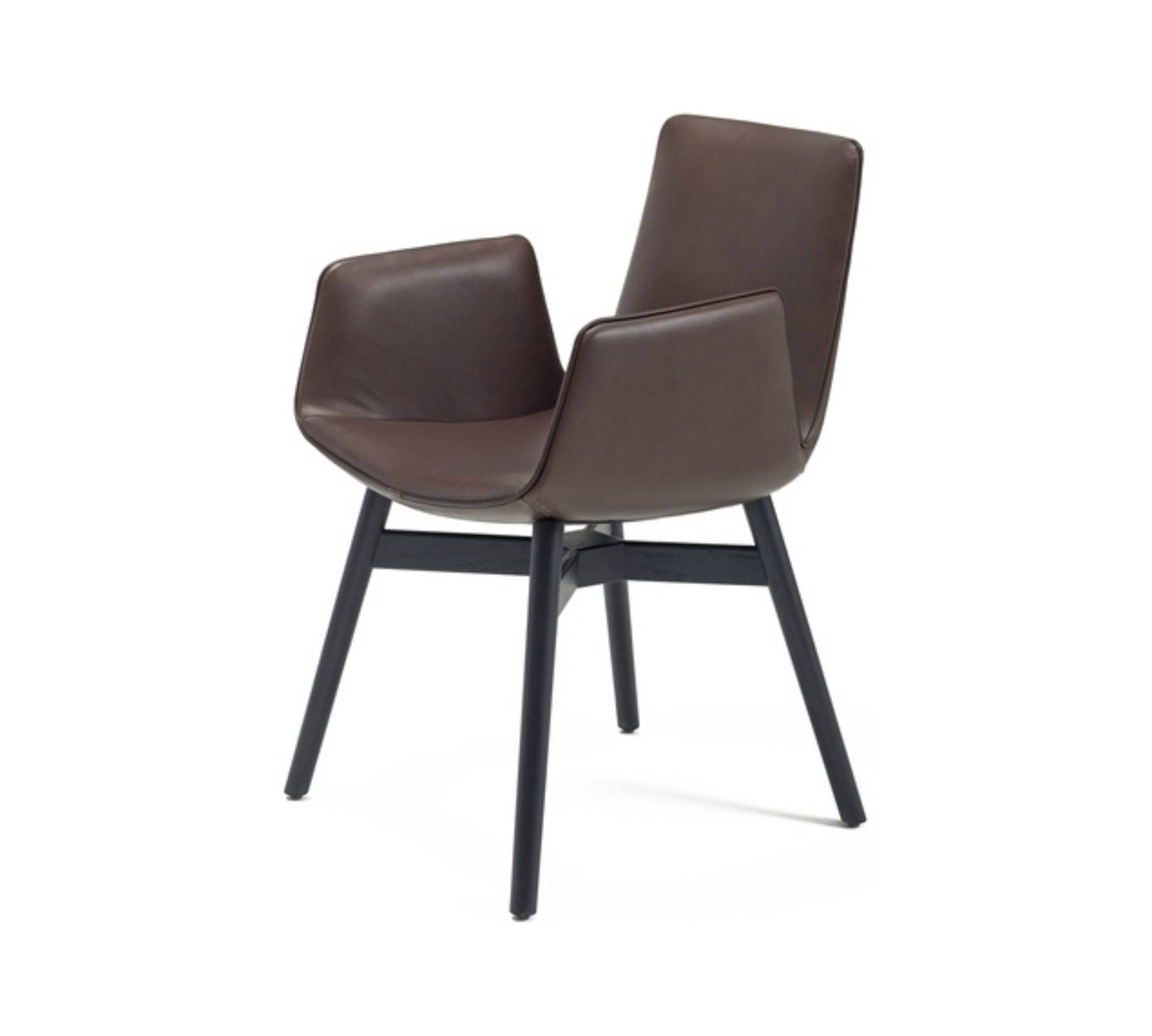 Amelie Stuhl Leder Holz Braun Schwarz
