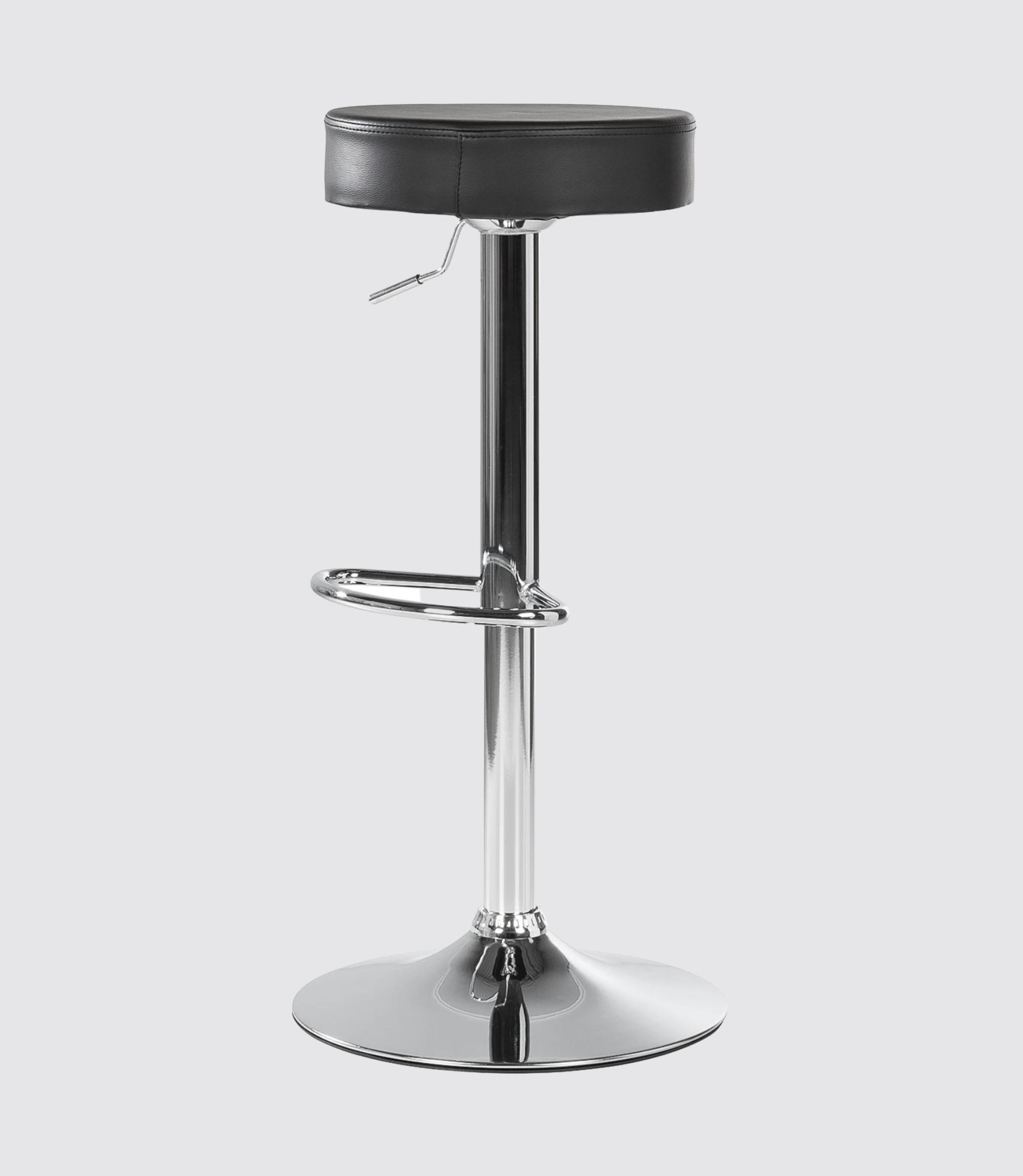 Bar stool Vincent Faux leather Black / Chrome