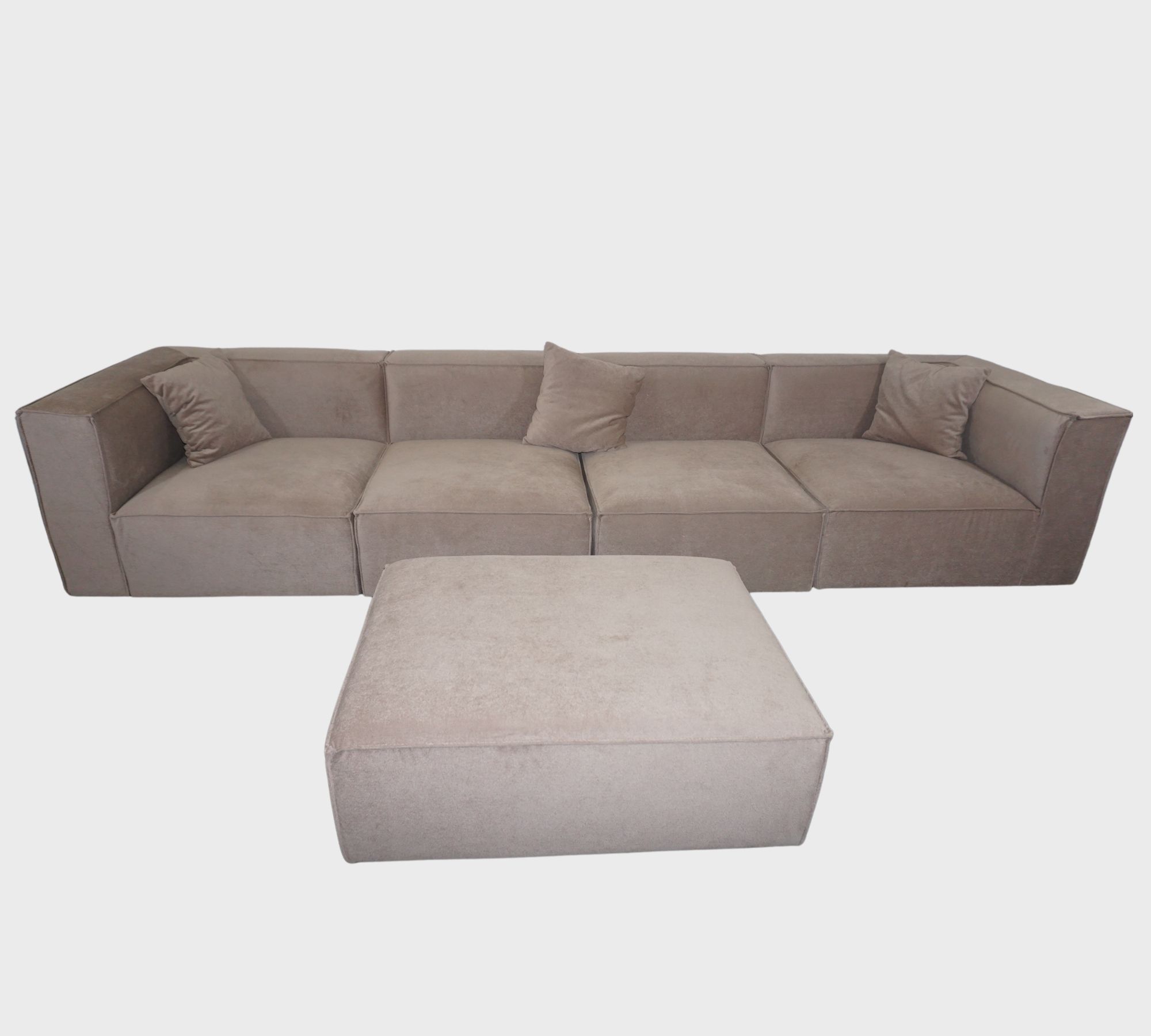 Emma Sofa 4-Sitzer & Fußhocker Cappuccino