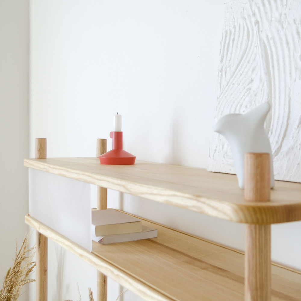 Brilliant 2.5 Shelf Ash wood White Plexiglass