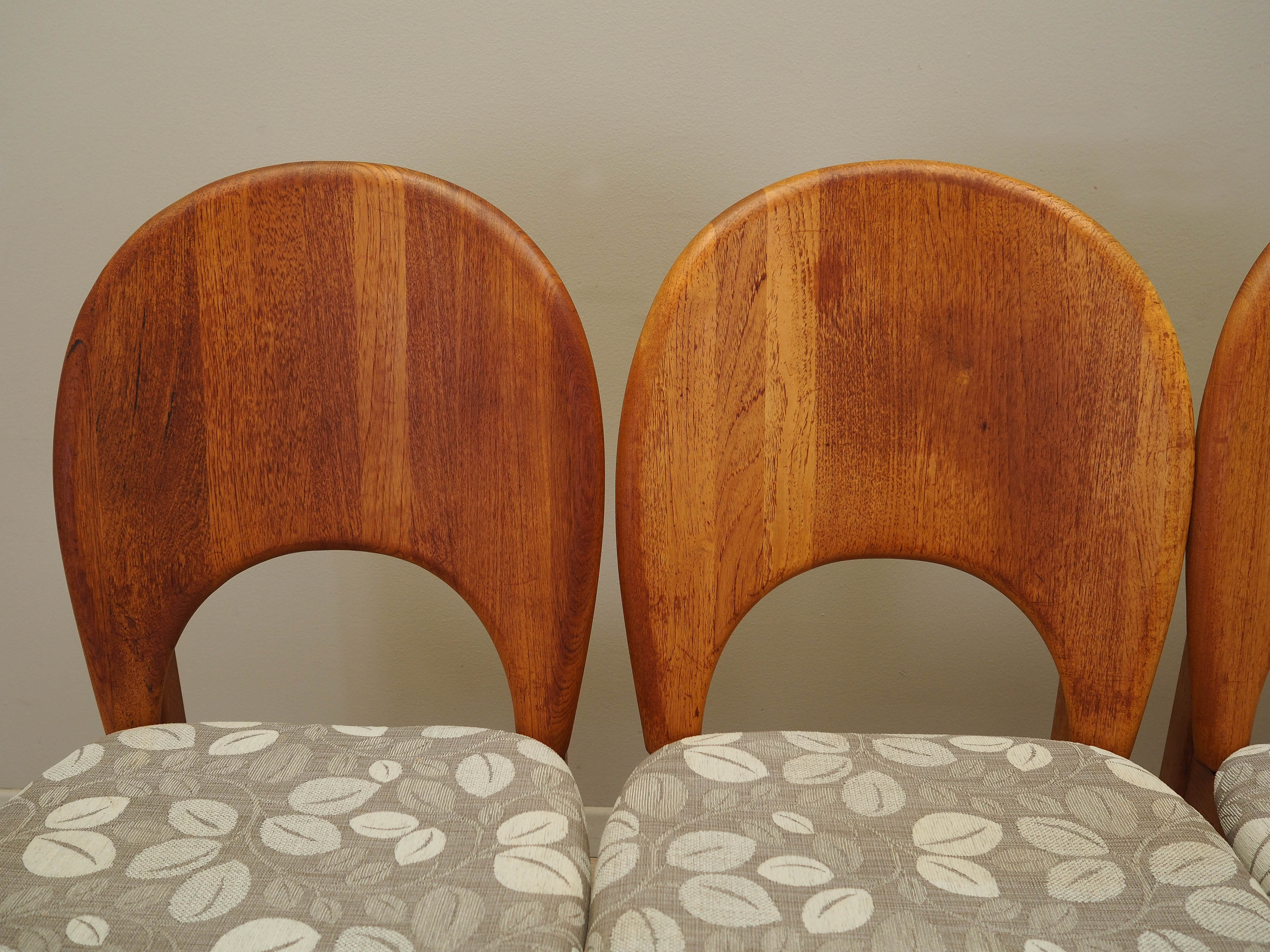 Teak wood chairs set of 4 Light brown 1960s