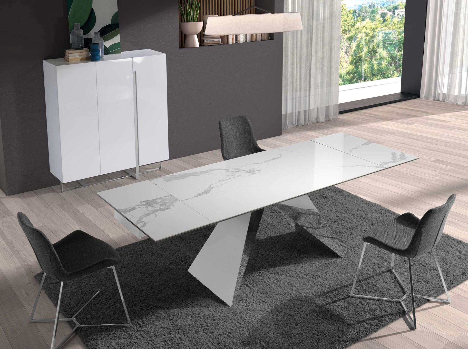 3053 Sideboard Verchromter Stahl Weiß
