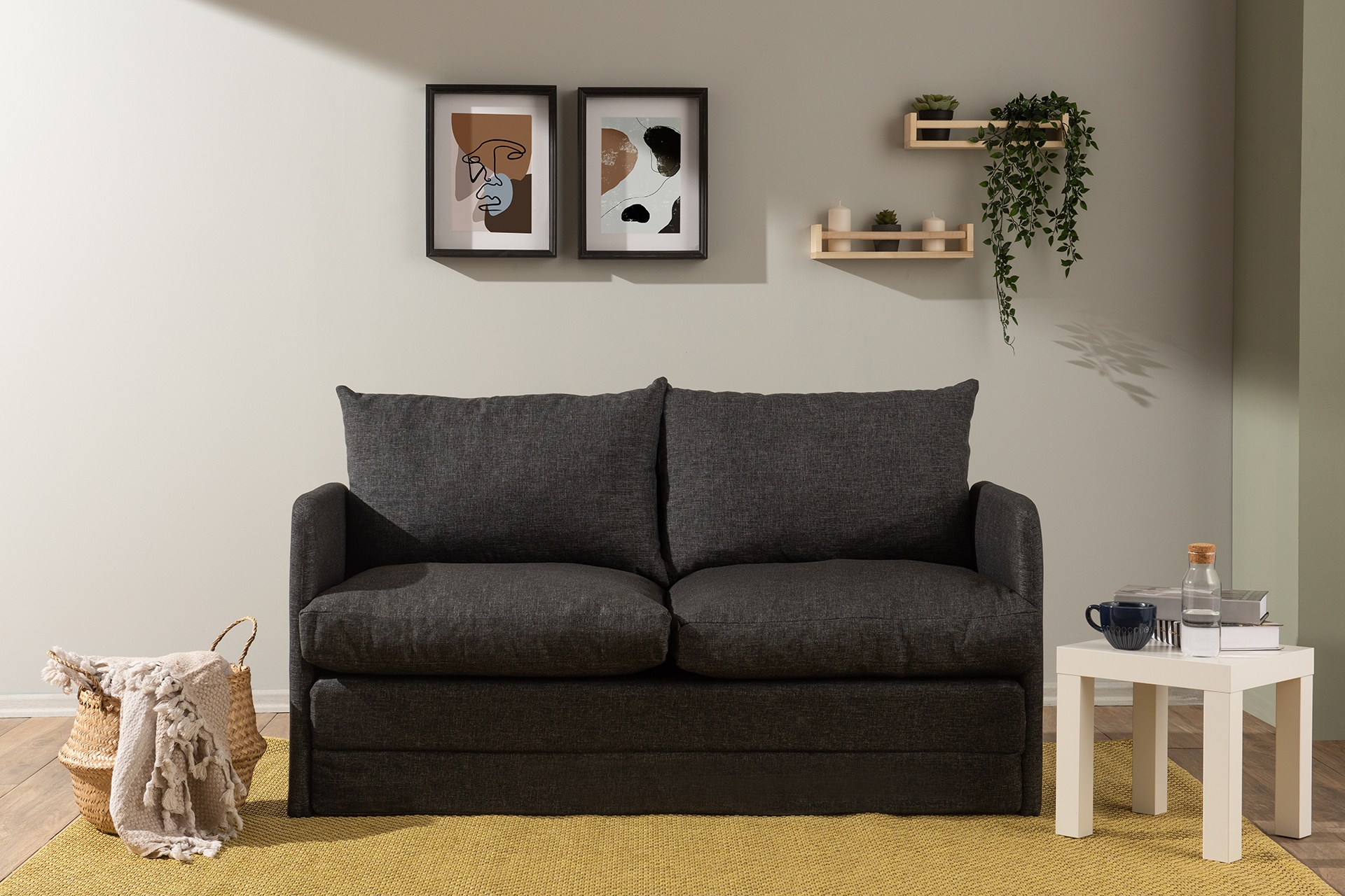 Saga Xl Schlafsofa 2-Sitzer Dunkelgrau