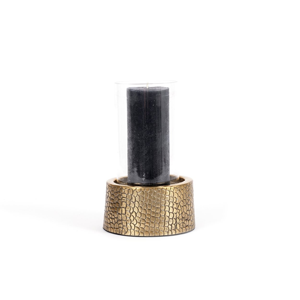 Croco Candleholder Glass Brass