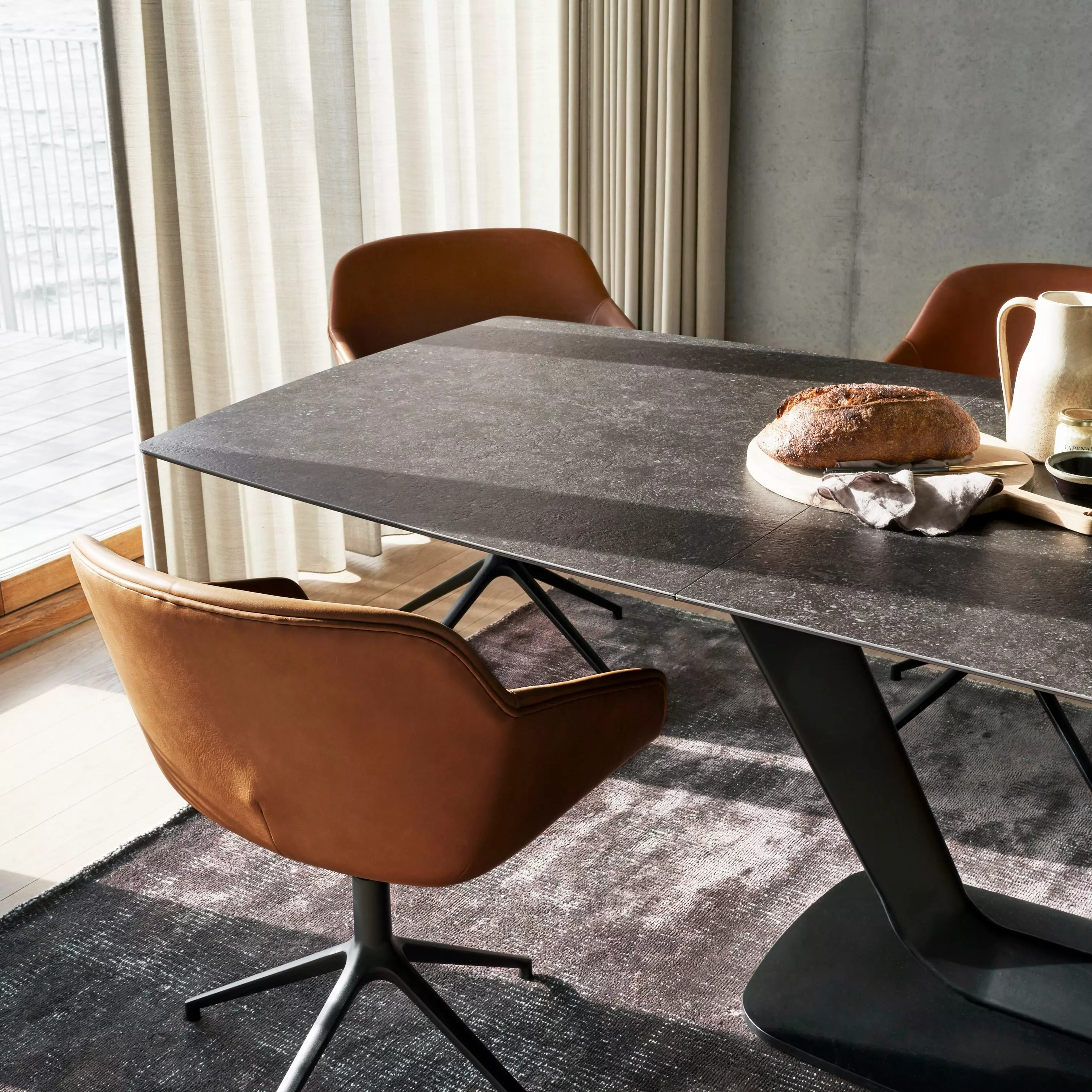 Alicante Extendable Dining Table Stone Dark Grey