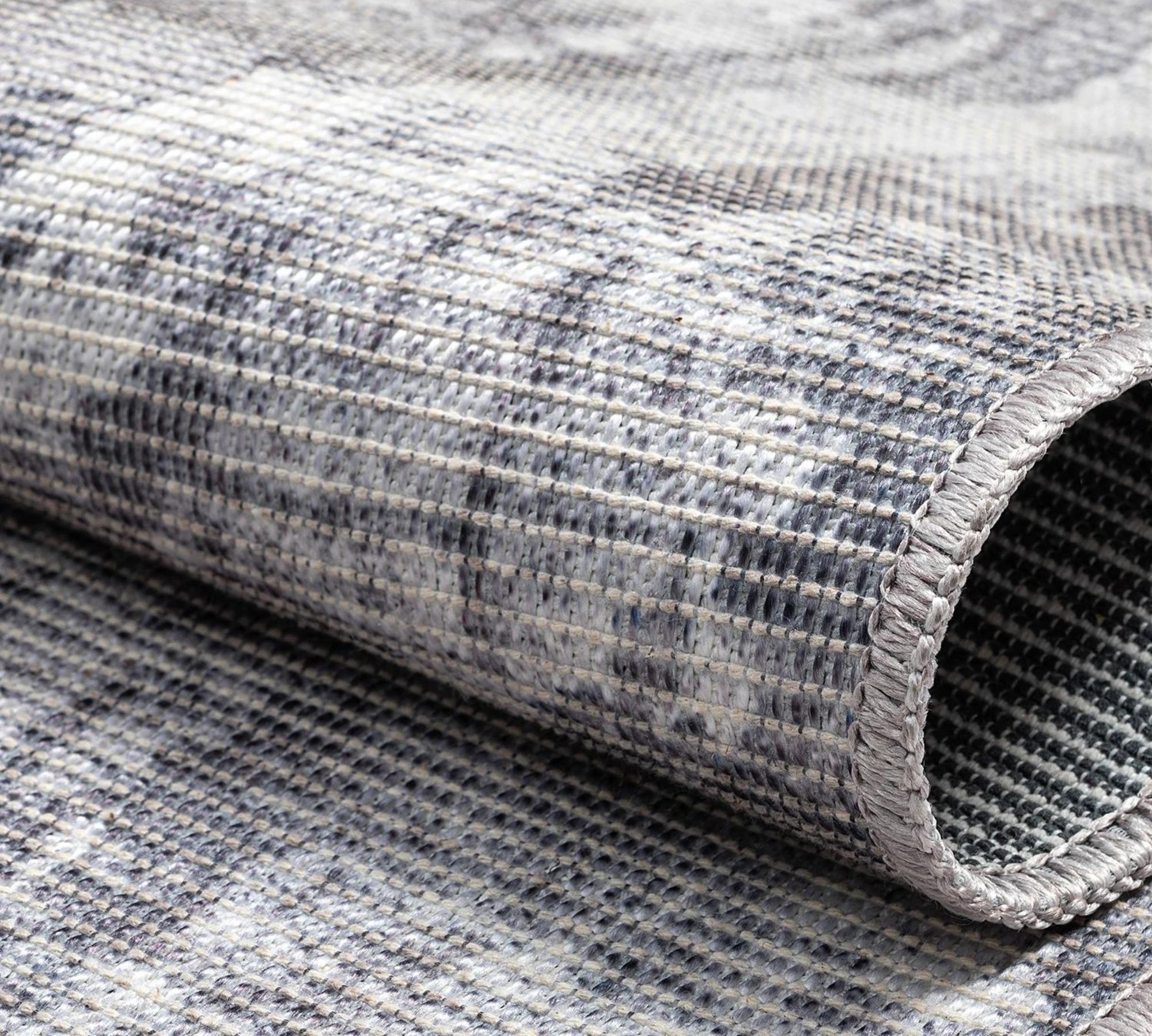 Kurzflorteppich Baumwollmischgewebe Grau 120 x 180 cm