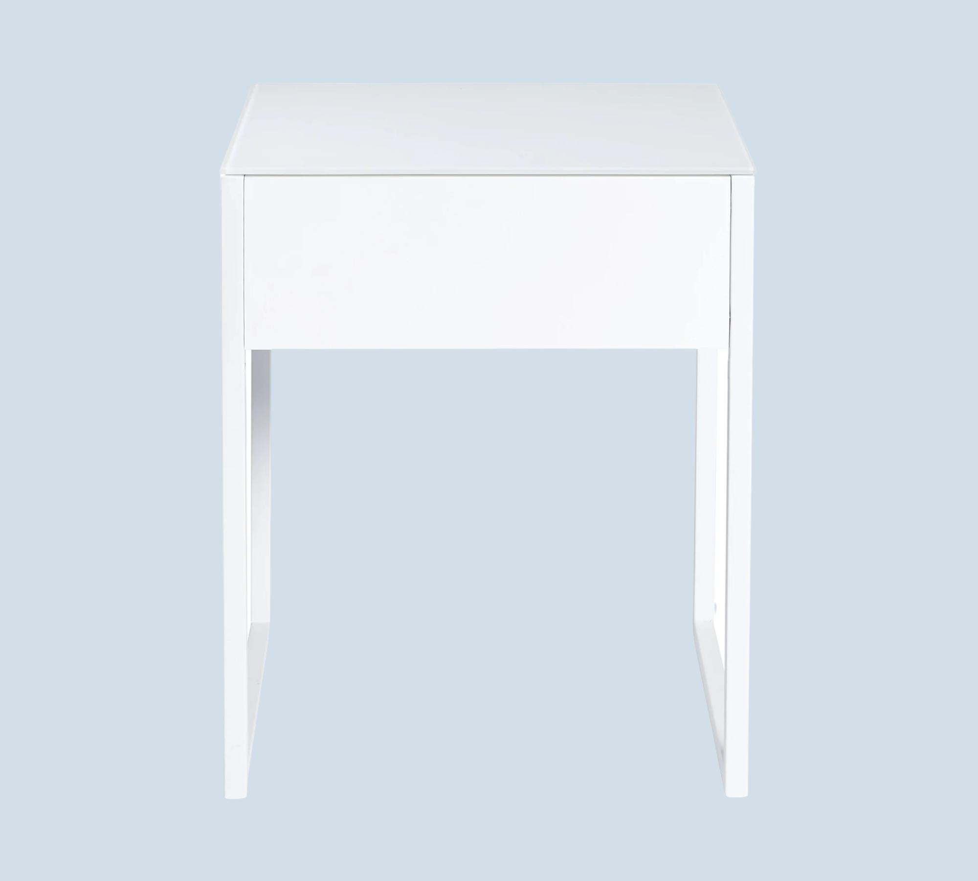 Minimalistischer Beistelltisch Glas Metall Weiß