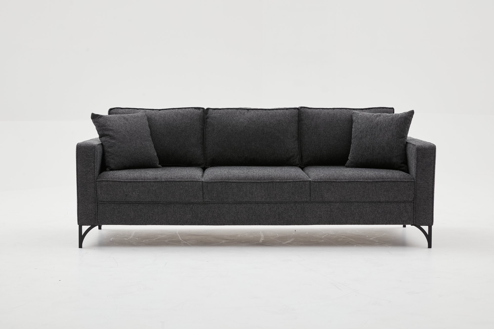 Lima Sofa 3-Sitzer Anthrazit mit schwarzen Beinen