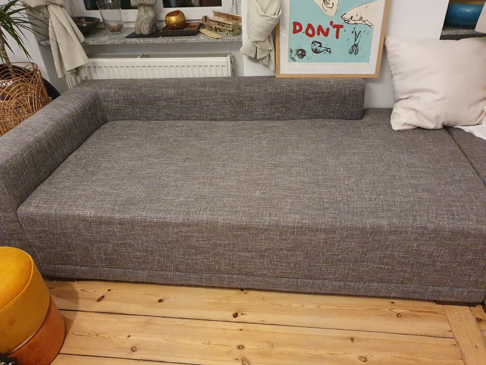 Set of 4 Modular Sofa Grey and Ottoman