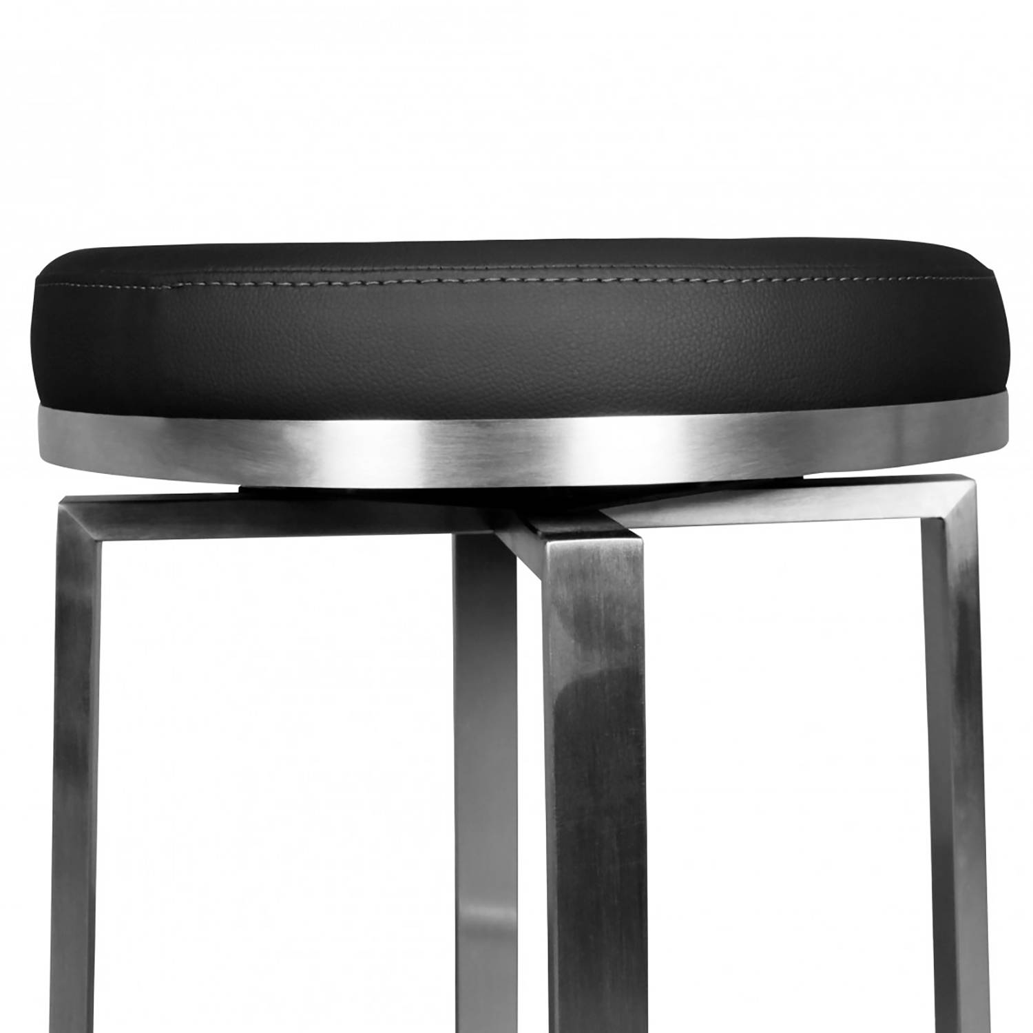 Barhocker Layla Kunstleder Edelstahl Schwarz Silber