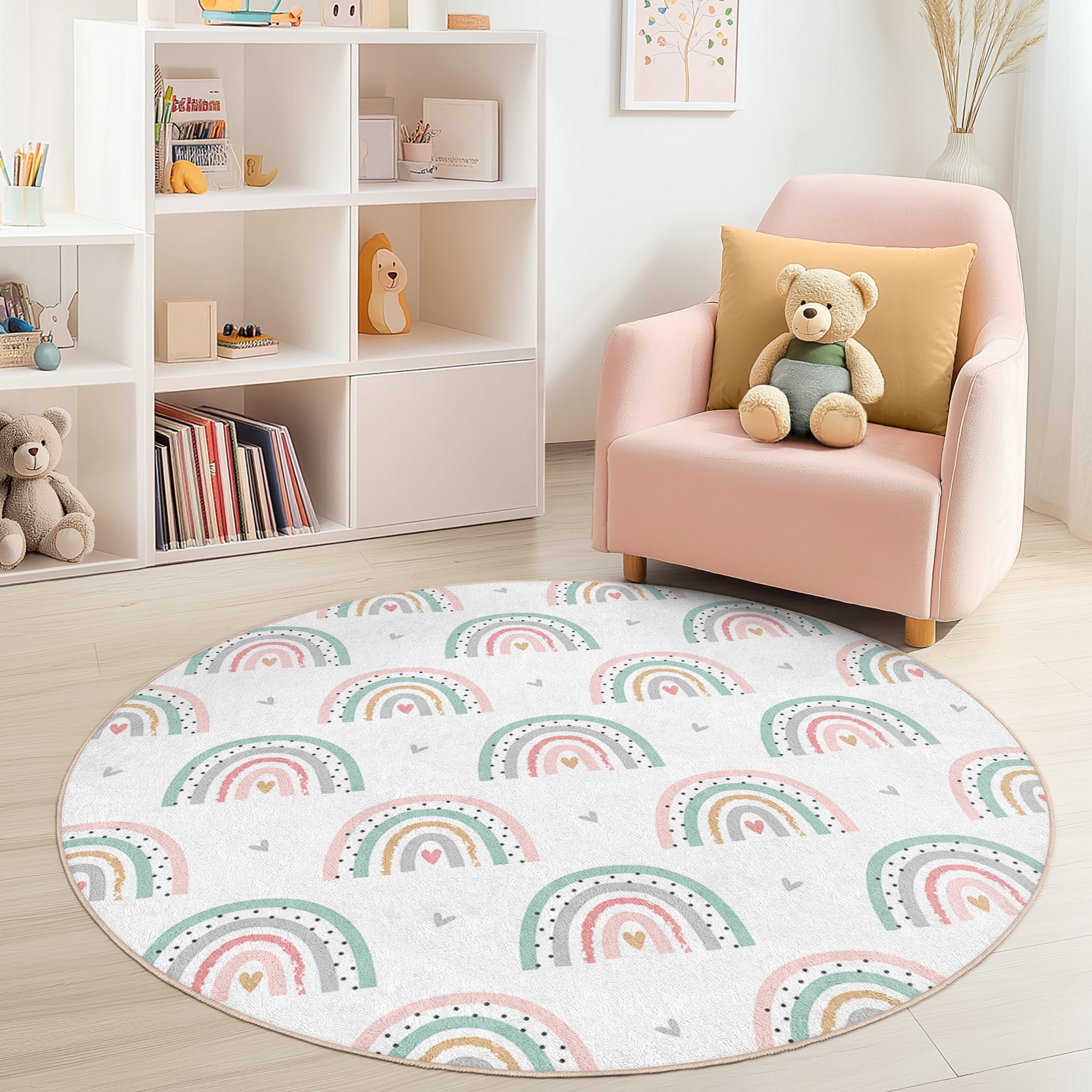 Regenbogen Kinderteppich Mehrfarbig Ø120cm