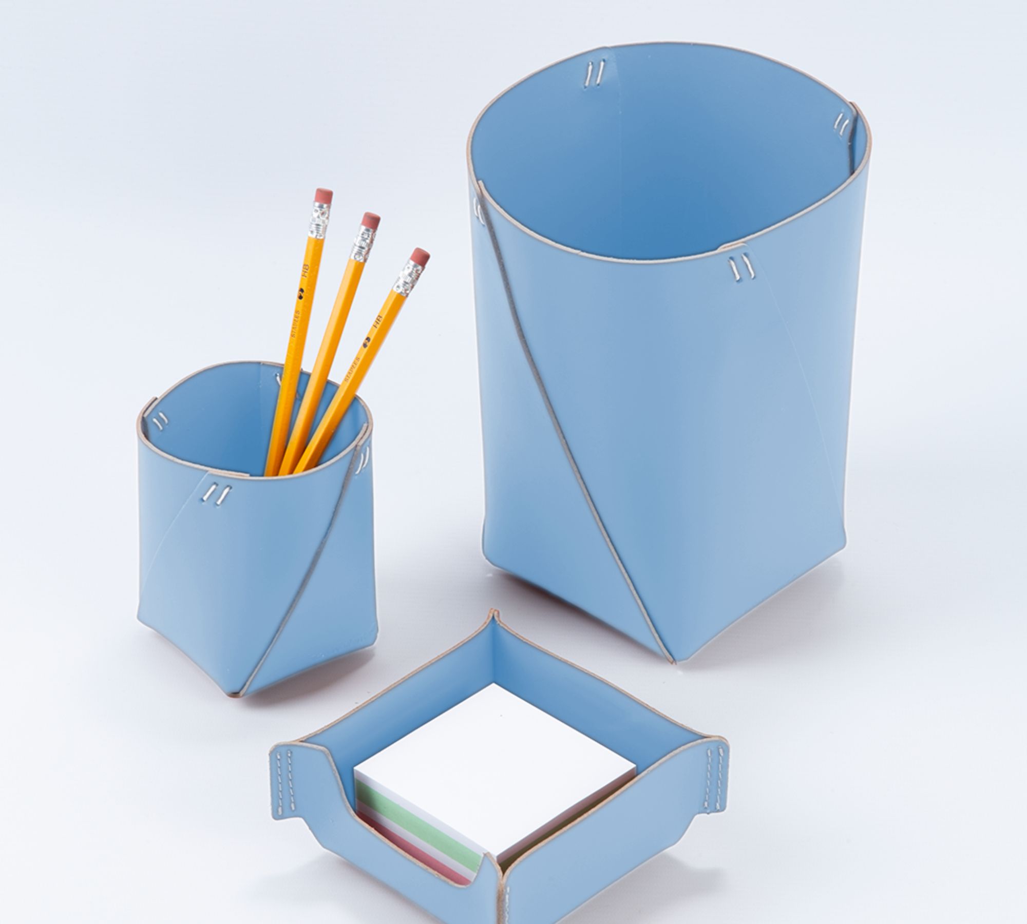 Stiftehalter 100% Recyceltes Leder Blau