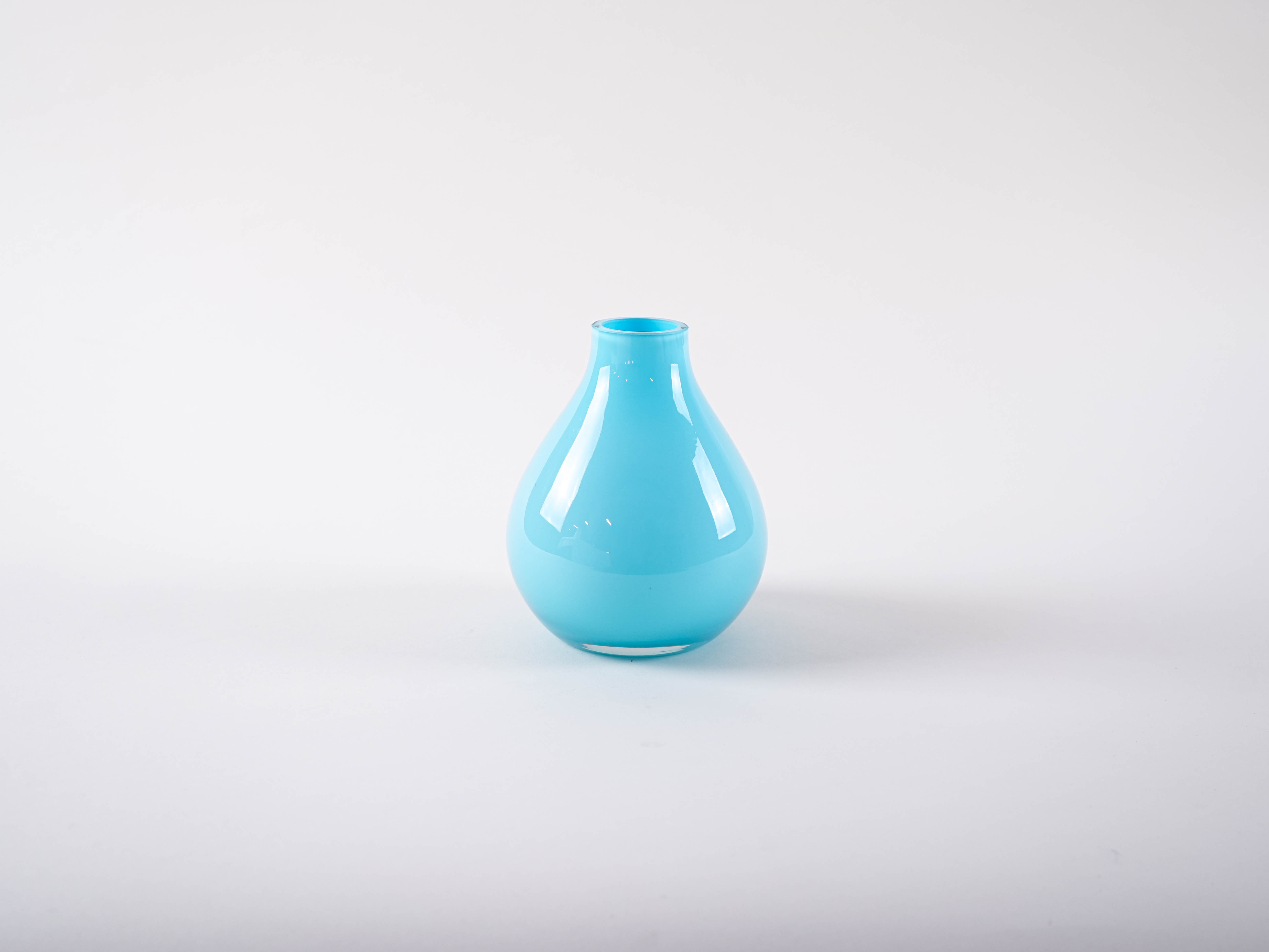 Light blue 1970s glass vase