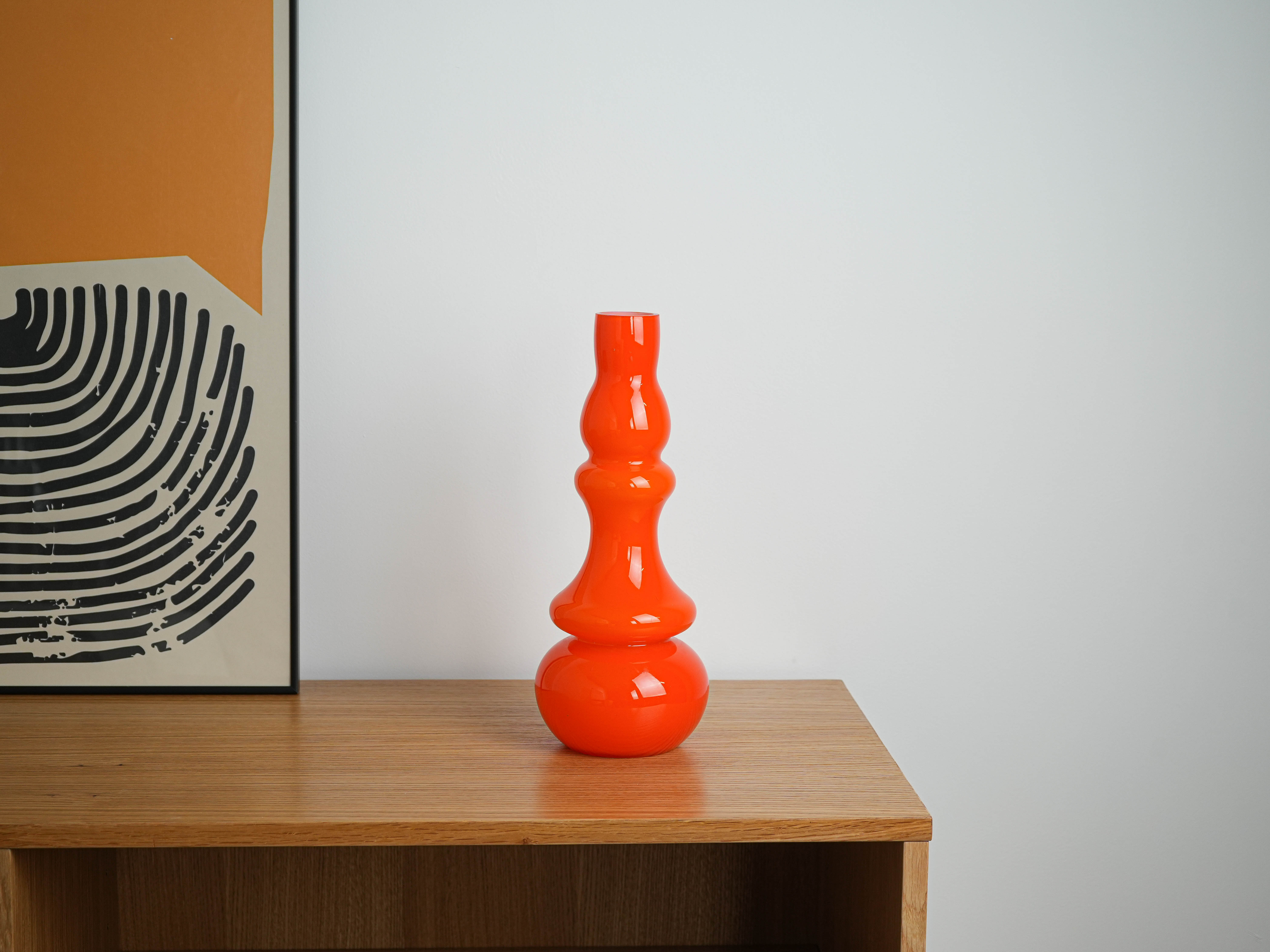 Ora Glass Vase 1960s Orange