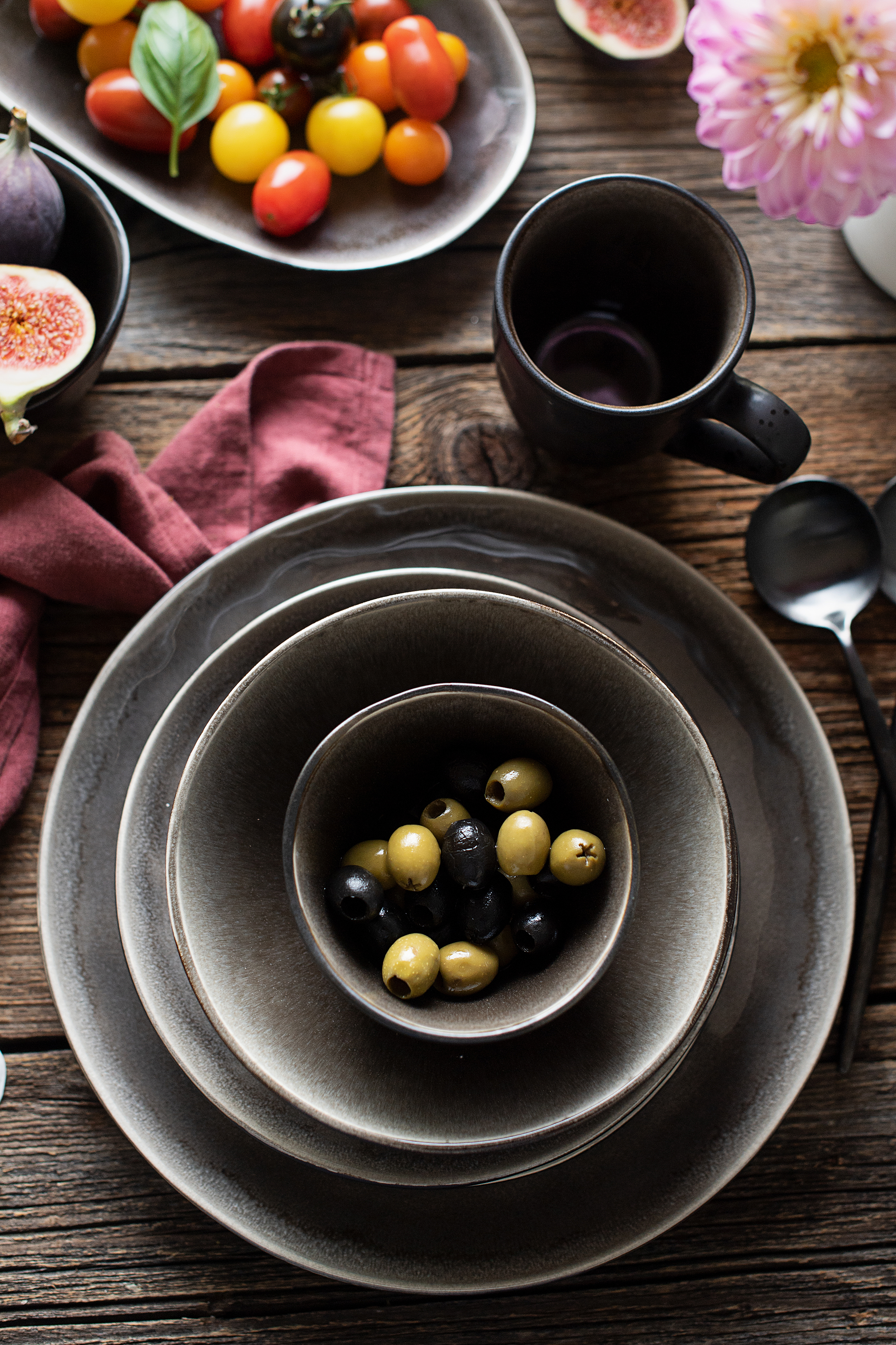 8x Niara Kaffeetassen-Set Organic Keramik Schwarz Braun