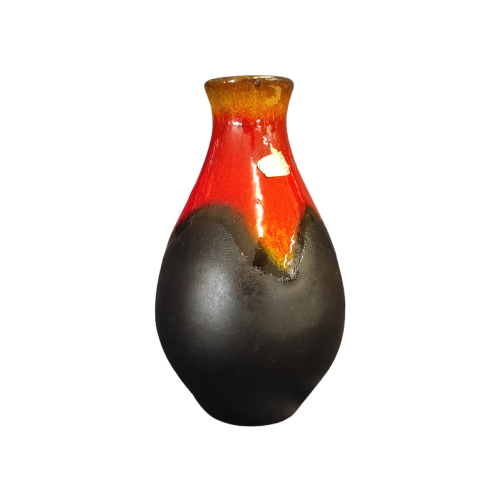 Vintage Vase Keramik Rot Schwarz