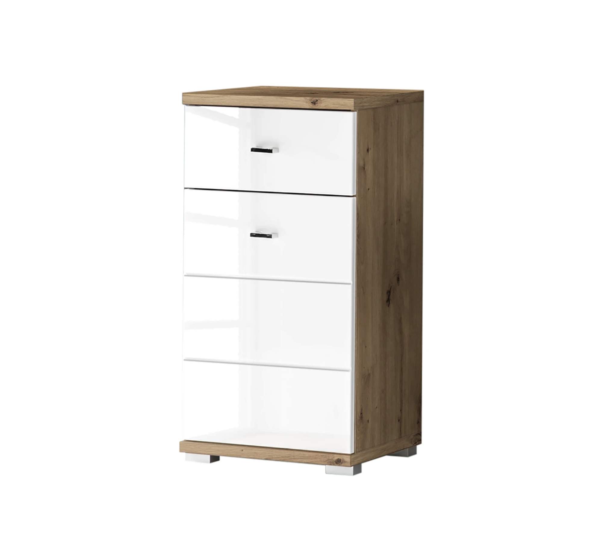 Bad-Unterschrank Holz Weiß Hochglanz