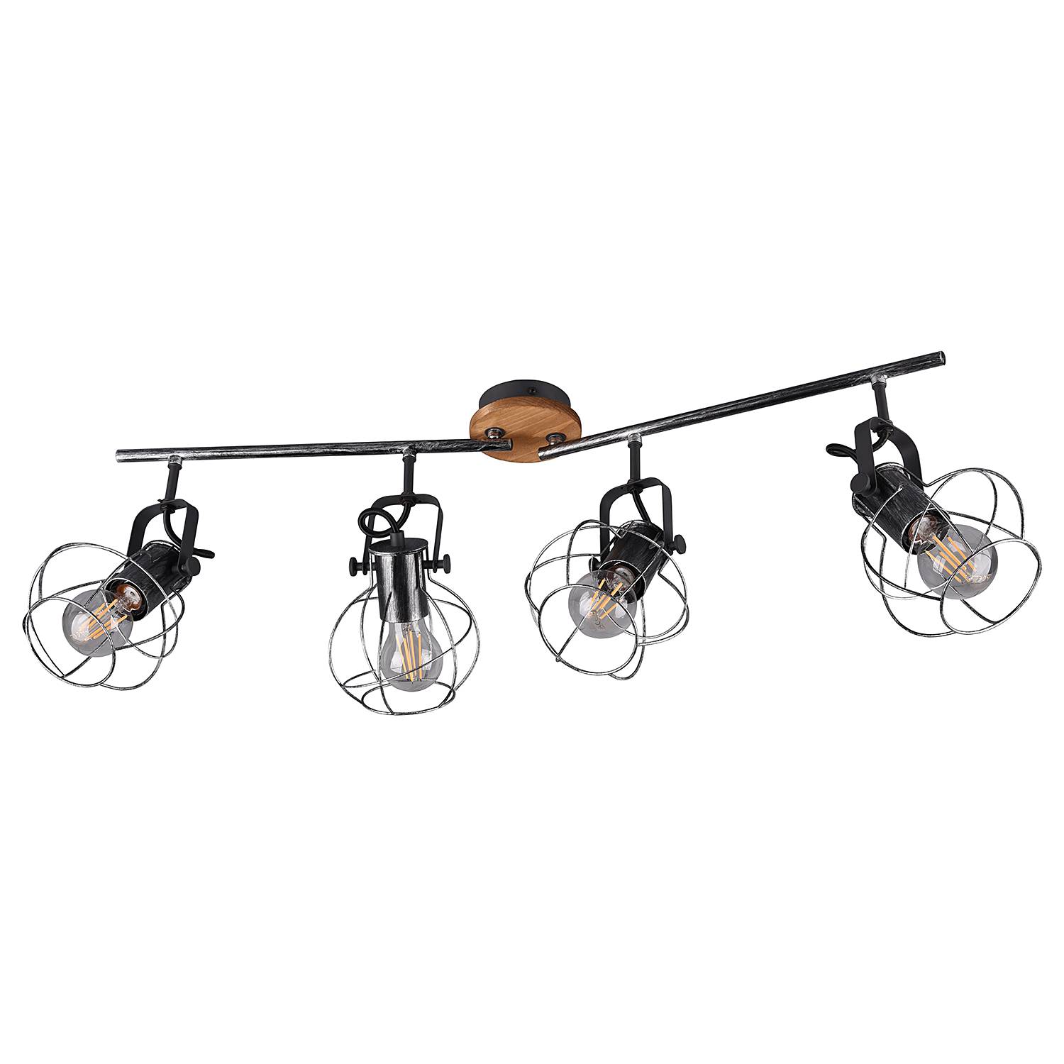 Ceiling lamp Madras III Solid wood 4-flame Silver