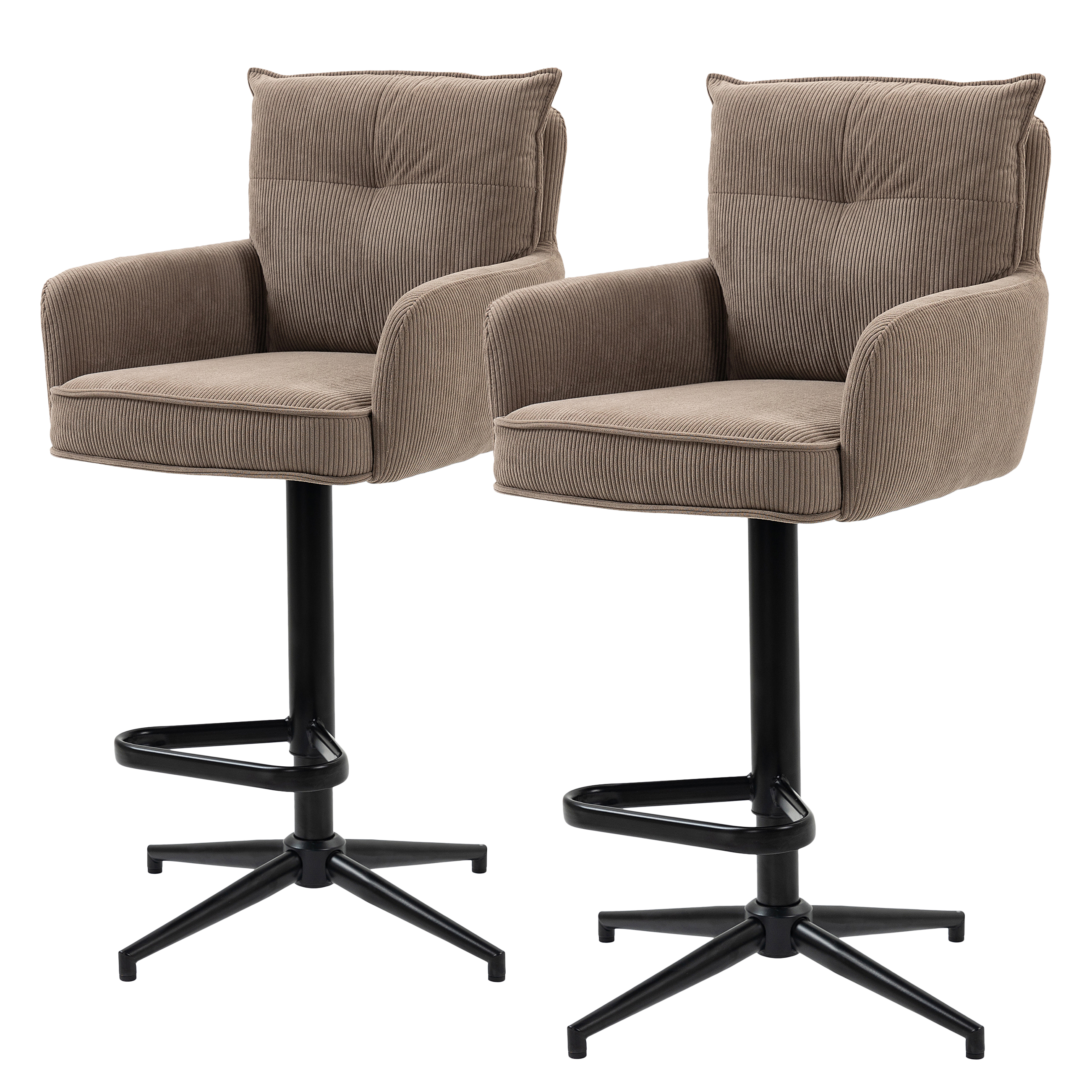 Barhocker DIDRIP 2er Set Höhenverstellbar Braun